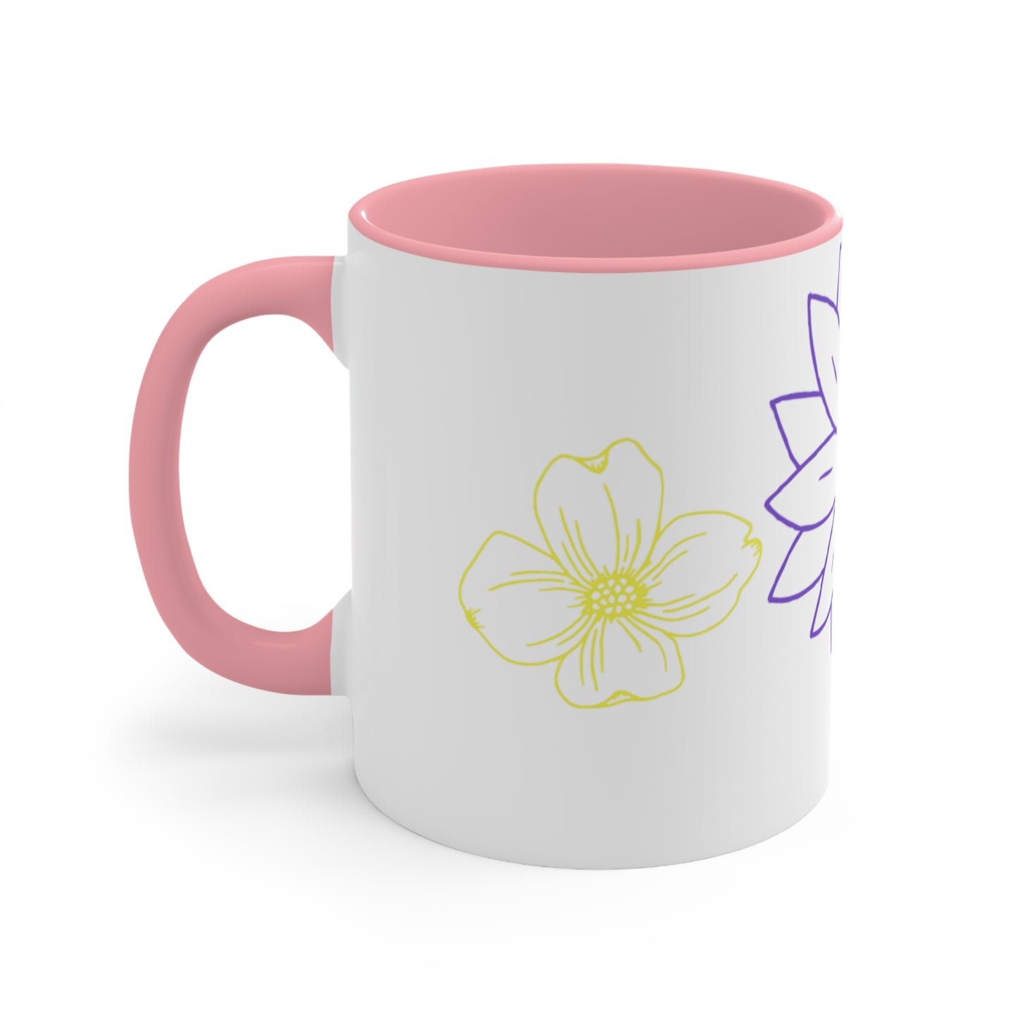 Floral Accent Mugs: Cheerful Coffee Cups, Botanical Drinkware for Garden Lovers, Unique Gifts for Birthdays, Spring Decor, Self-Care