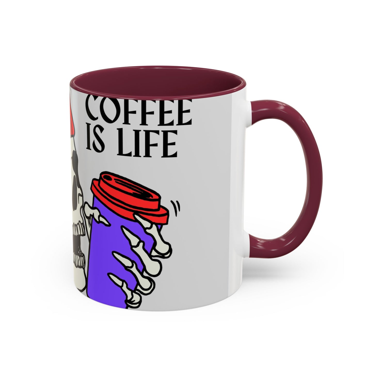 Skeleton Coffee Mug - Coffee is Life Gift, Colorful Skull Mug, Halloween Decor, Quirky Kitchenware, Unique Present Idea