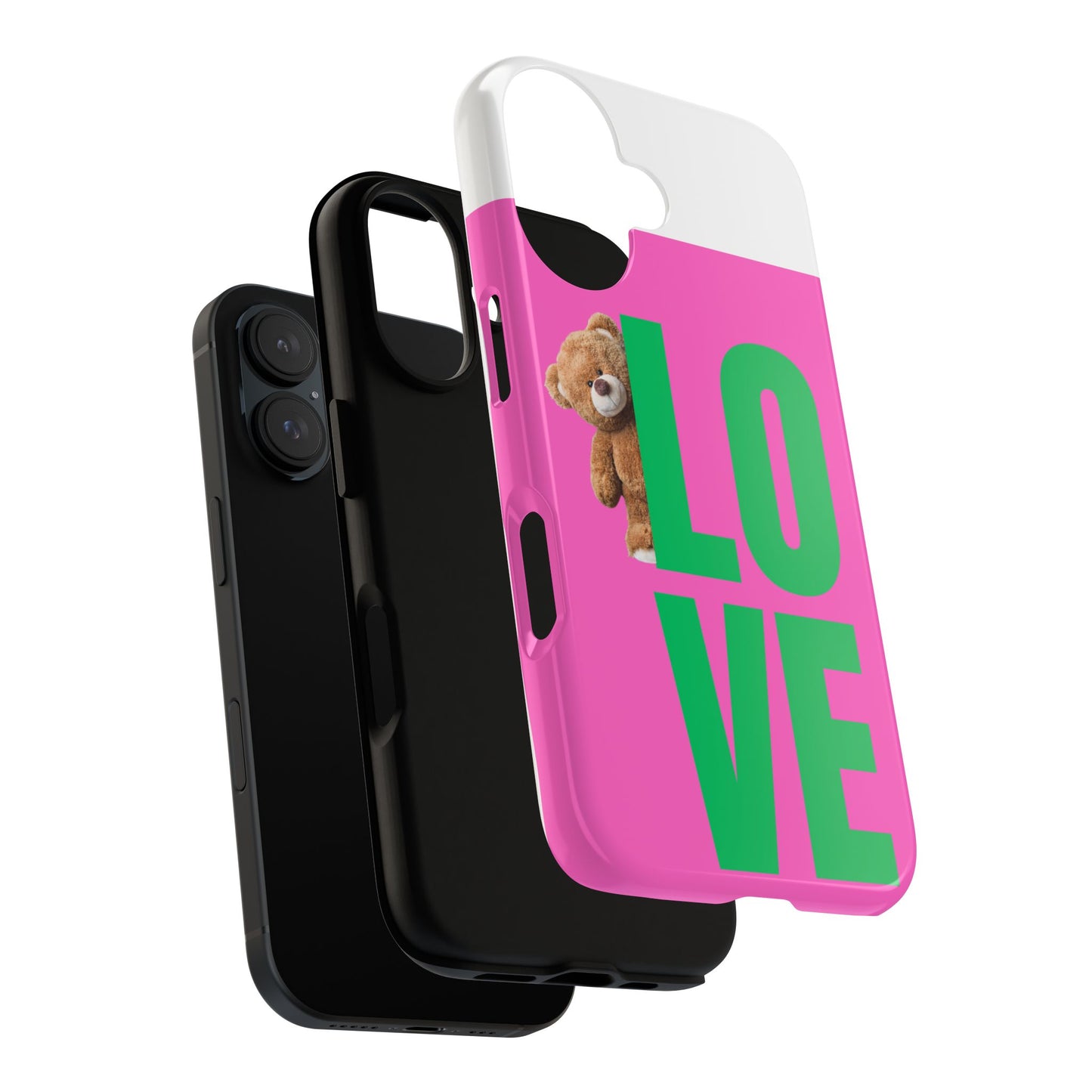 Cute Love Phone Case - Pink Bear Design | Tough Cases