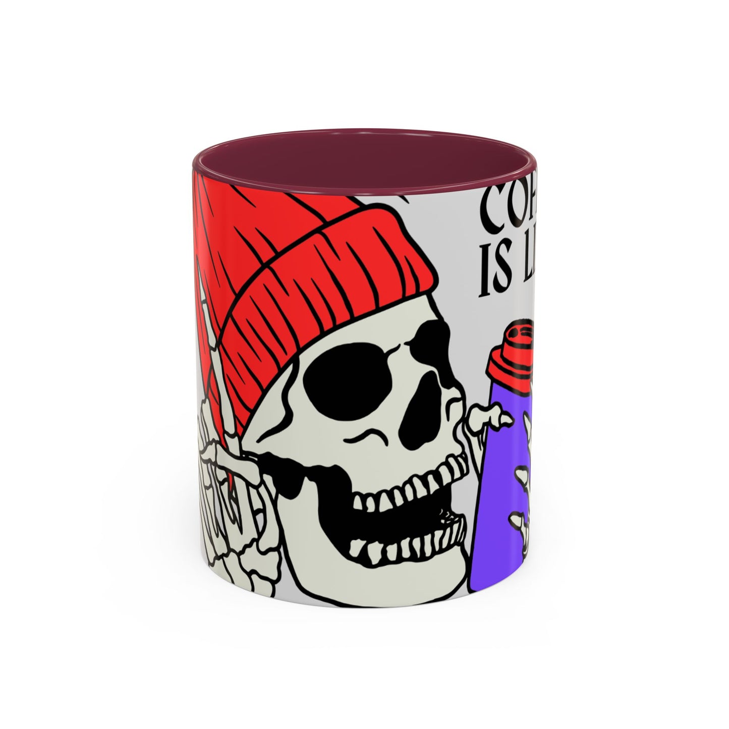 Skeleton Coffee Mug - Coffee is Life Gift, Colorful Skull Mug, Halloween Decor, Quirky Kitchenware, Unique Present Idea