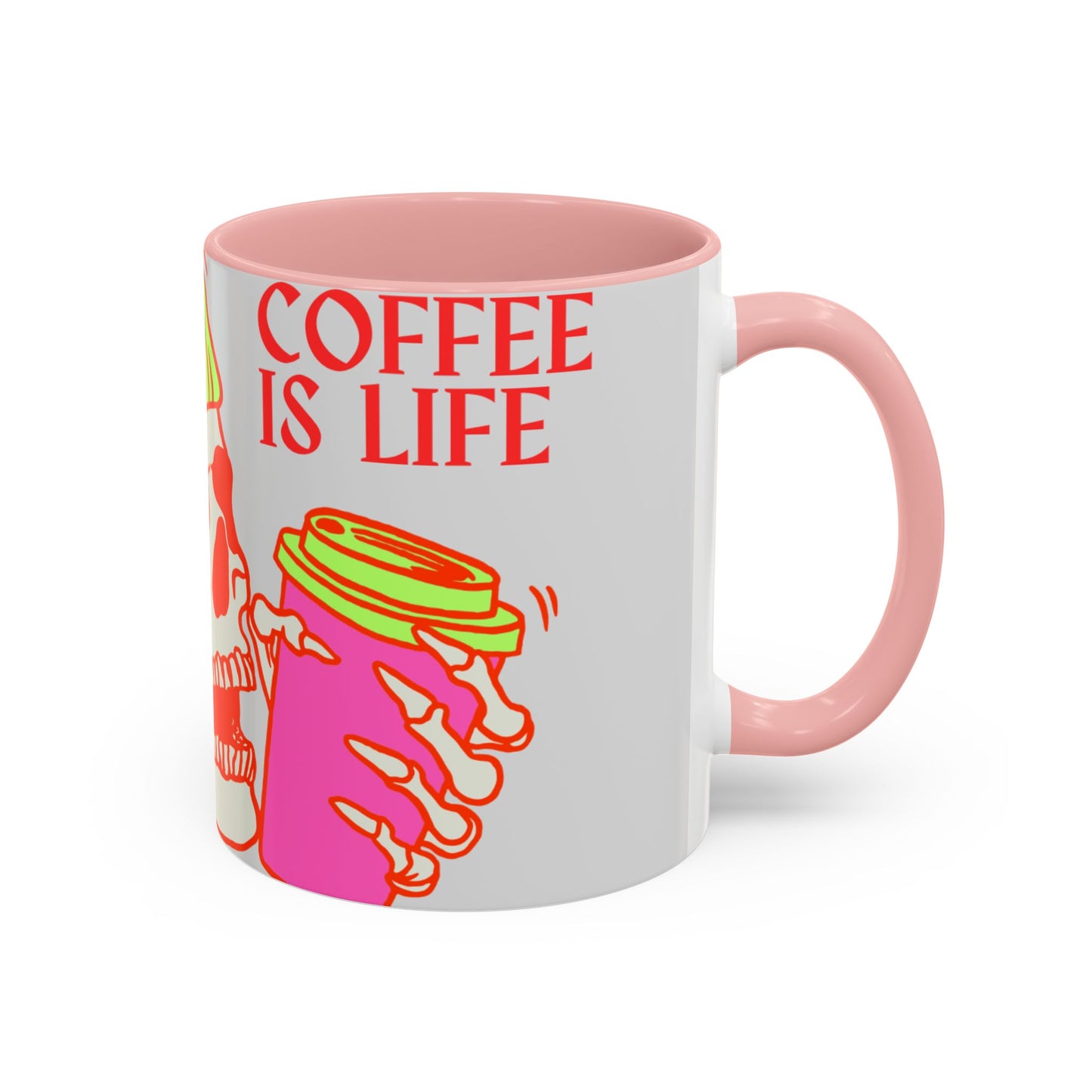 Bright Skull Coffee Mug - Coffee is Life, Cool Mug, Unique Gift, Colorful Drinkware, Goth Aesthetic, Halloween, Everyday Use