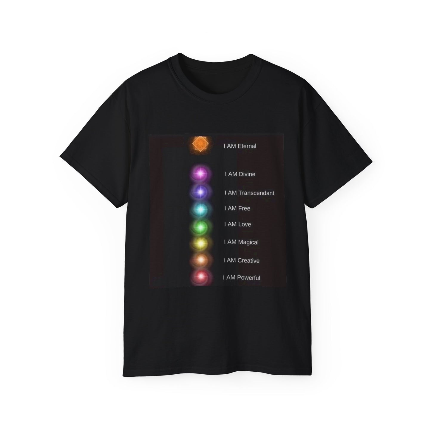 Inspirational Chakra Affirmation Tee, Spiritual T-Shirt, Unisex Motivational Shirt, Gift for Yoga Lovers, Wall Art T-Shirt