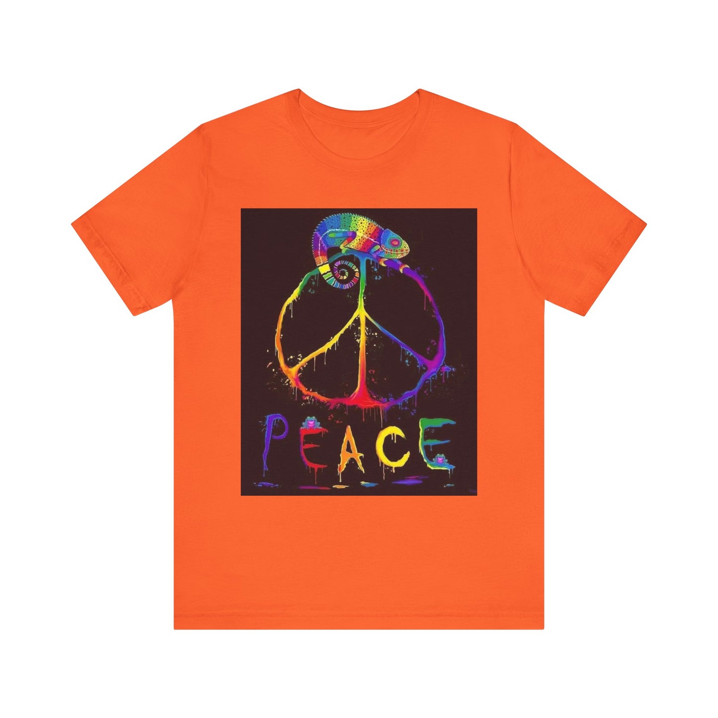 Rainbow Chameleon Peace Tee - Unisex Short Sleeve T-Shirt