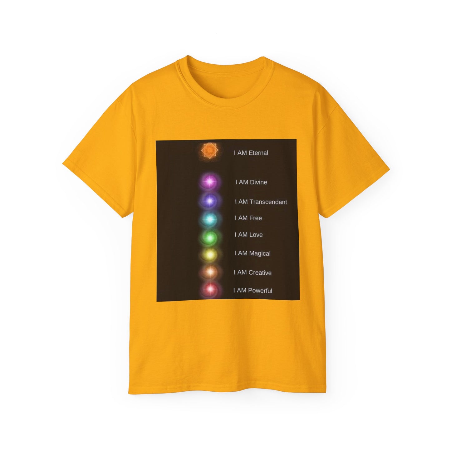 Inspirational Chakra Affirmation Tee, Spiritual T-Shirt, Unisex Motivational Shirt, Gift for Yoga Lovers, Wall Art T-Shirt