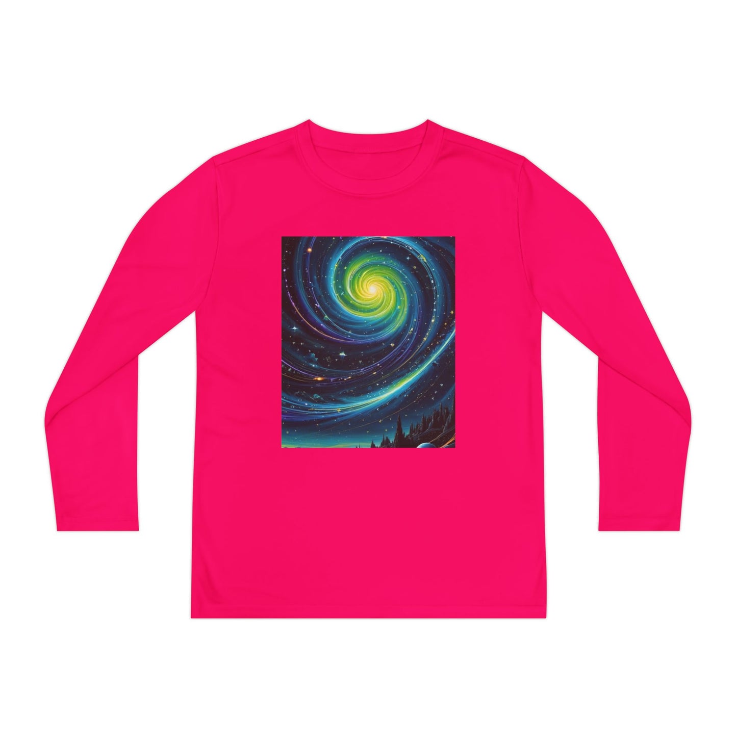 Galactic Youth Long Sleeve Tee, Cosmic Kids Shirt, Space Design Activewear, Perfect for Sports, Birthday Gift, Starry Nights