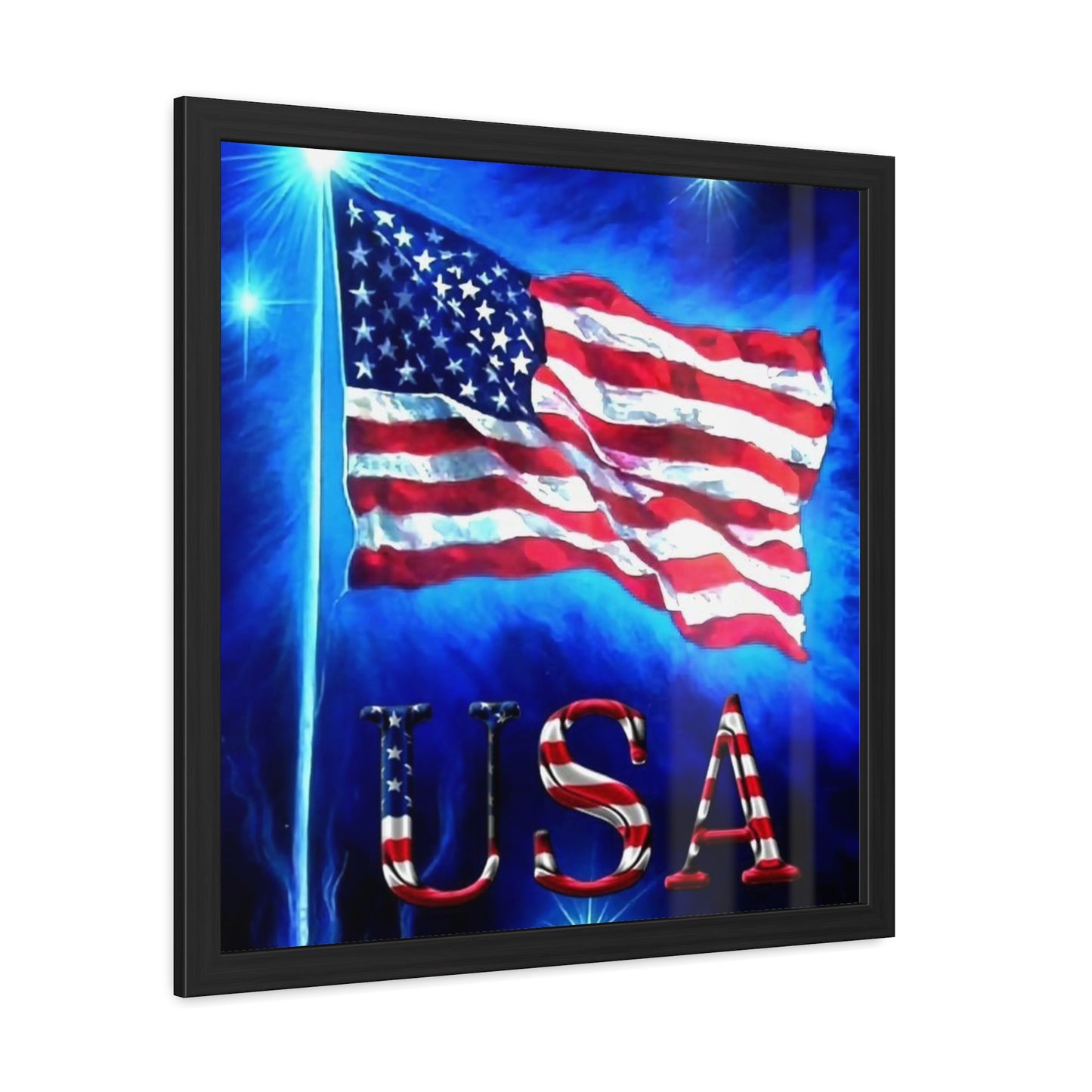 USA Flag Framed Poster – Patriotic Wall Art for Home or Office Decor