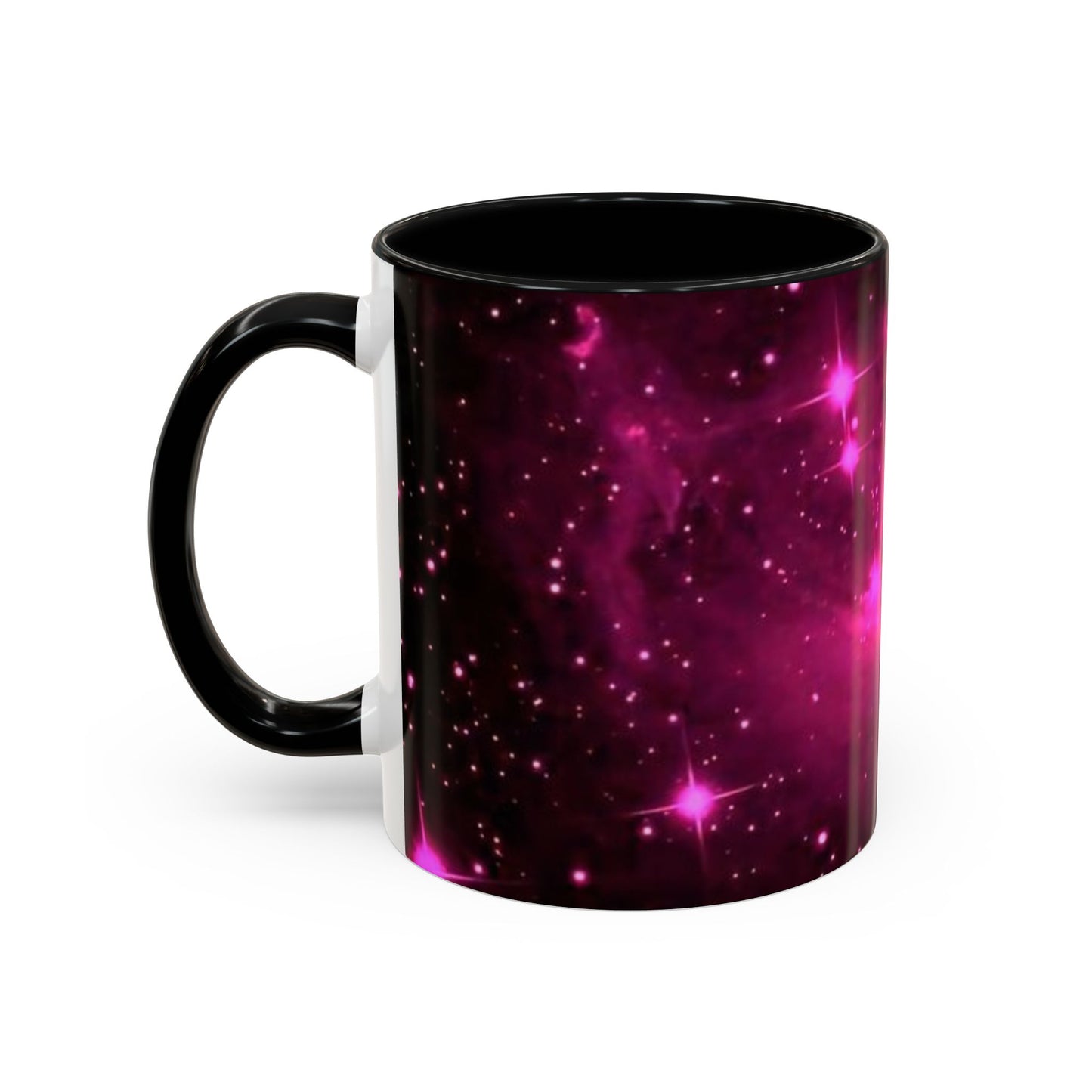 Galactic Pink Accent Coffee Mug, Cosmic Space Mug, Astronomy Gift, Unique Mug for Space Lovers, Starry Night Coffee Cup