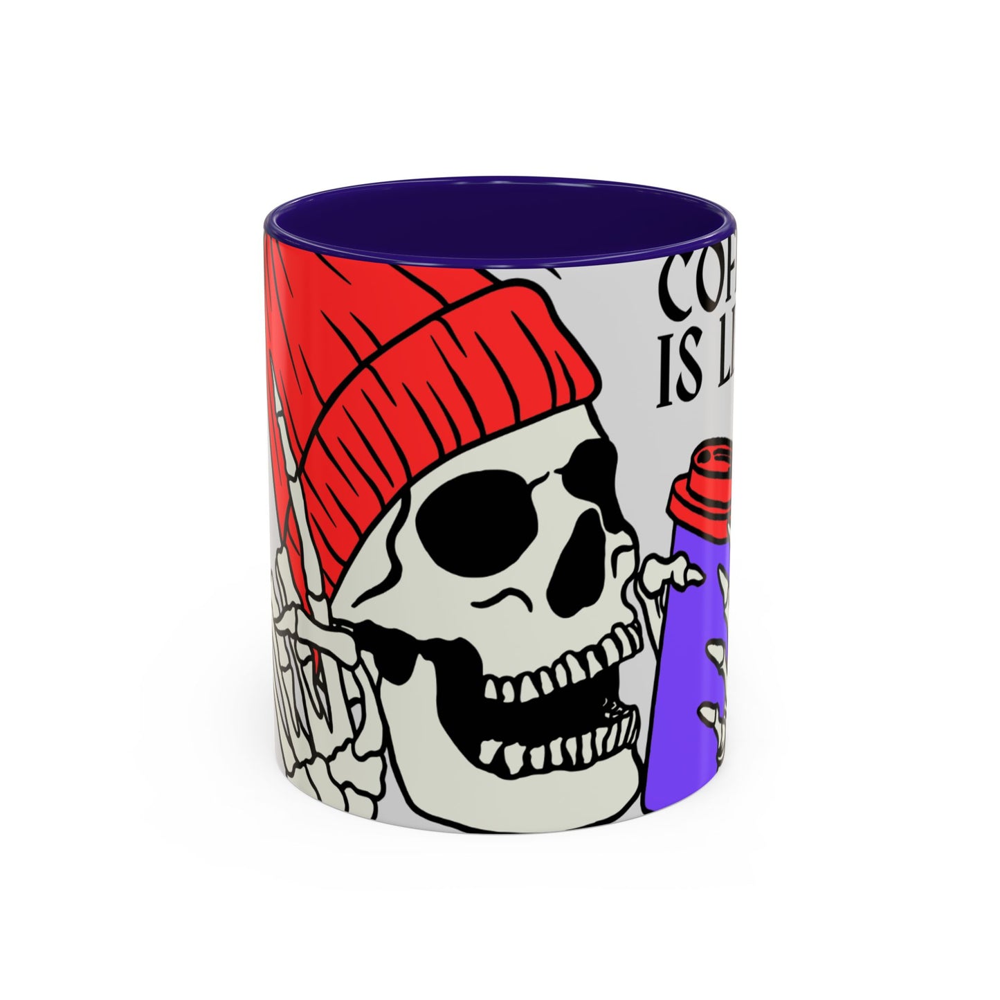 Skeleton Coffee Mug - Coffee is Life Gift, Colorful Skull Mug, Halloween Decor, Quirky Kitchenware, Unique Present Idea