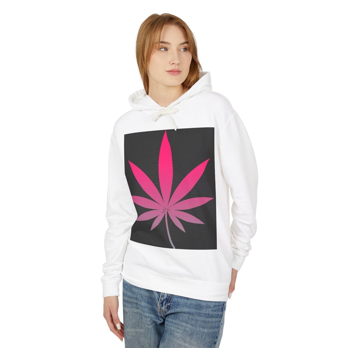 Pink Leaf Unisex Lightweight Hooded Sweatshirt - Trendy Graphic Hoodie