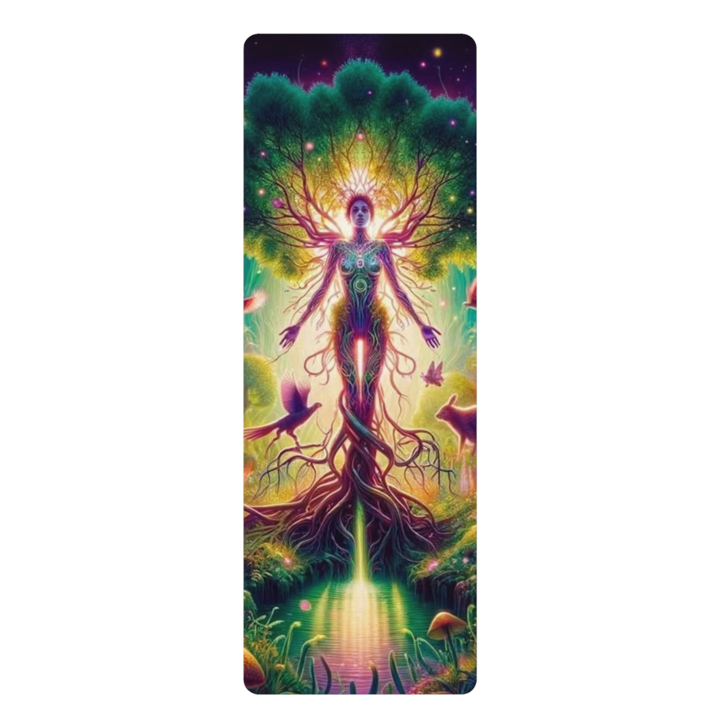 Vibrant Spiritual Rubber Yoga Mat - Eco-Friendly Exercise & Meditation Surface