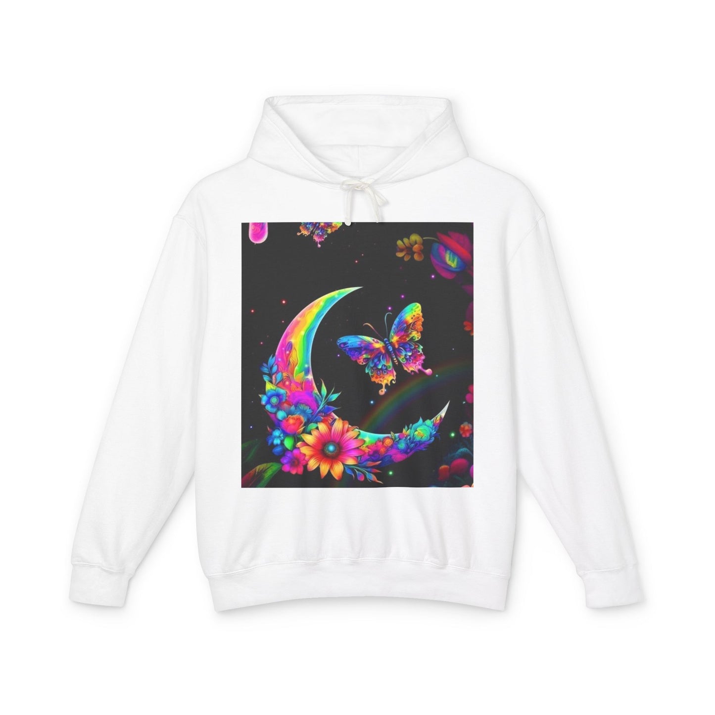 Colorful Floral Moon and Butterfly Unisex Lightweight Hoodie