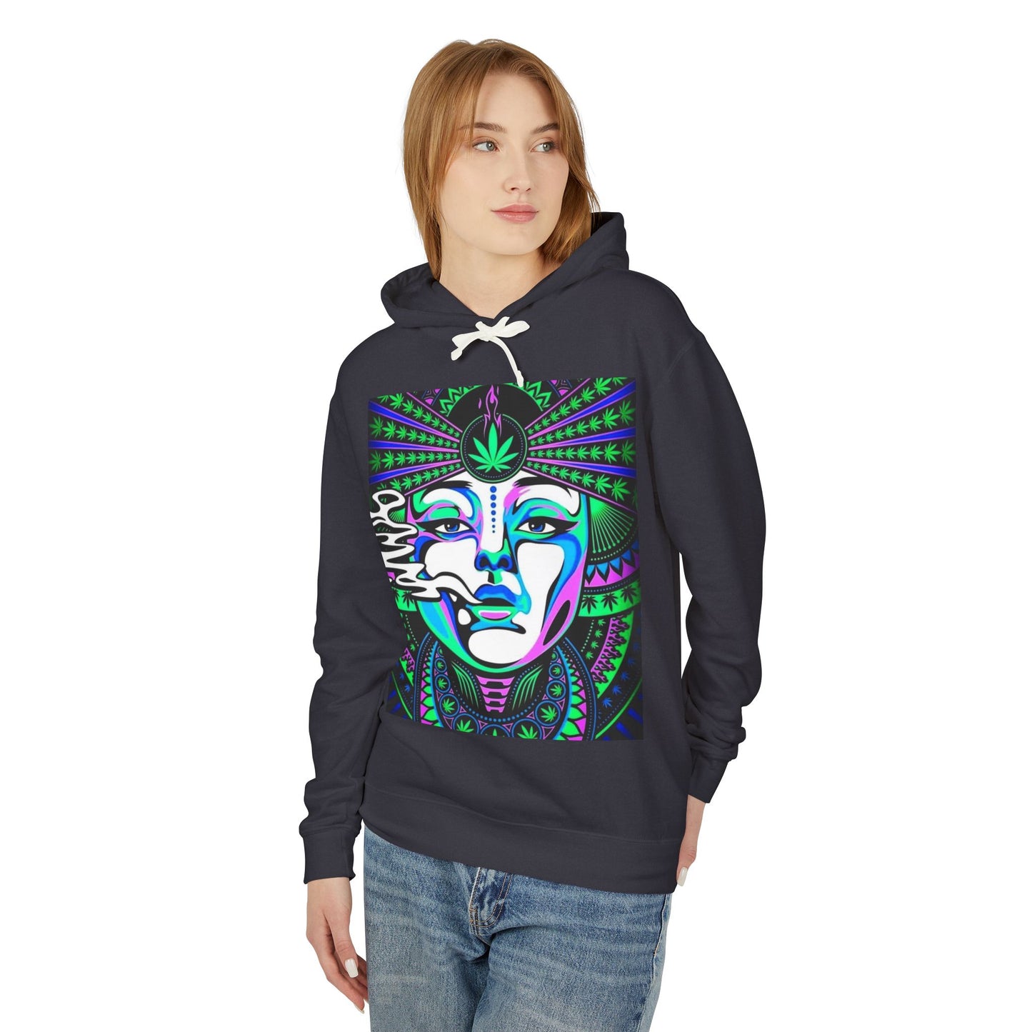 Mystical Vibes Unisex Lightweight Hooded Sweatshirt with Psychedelic Design