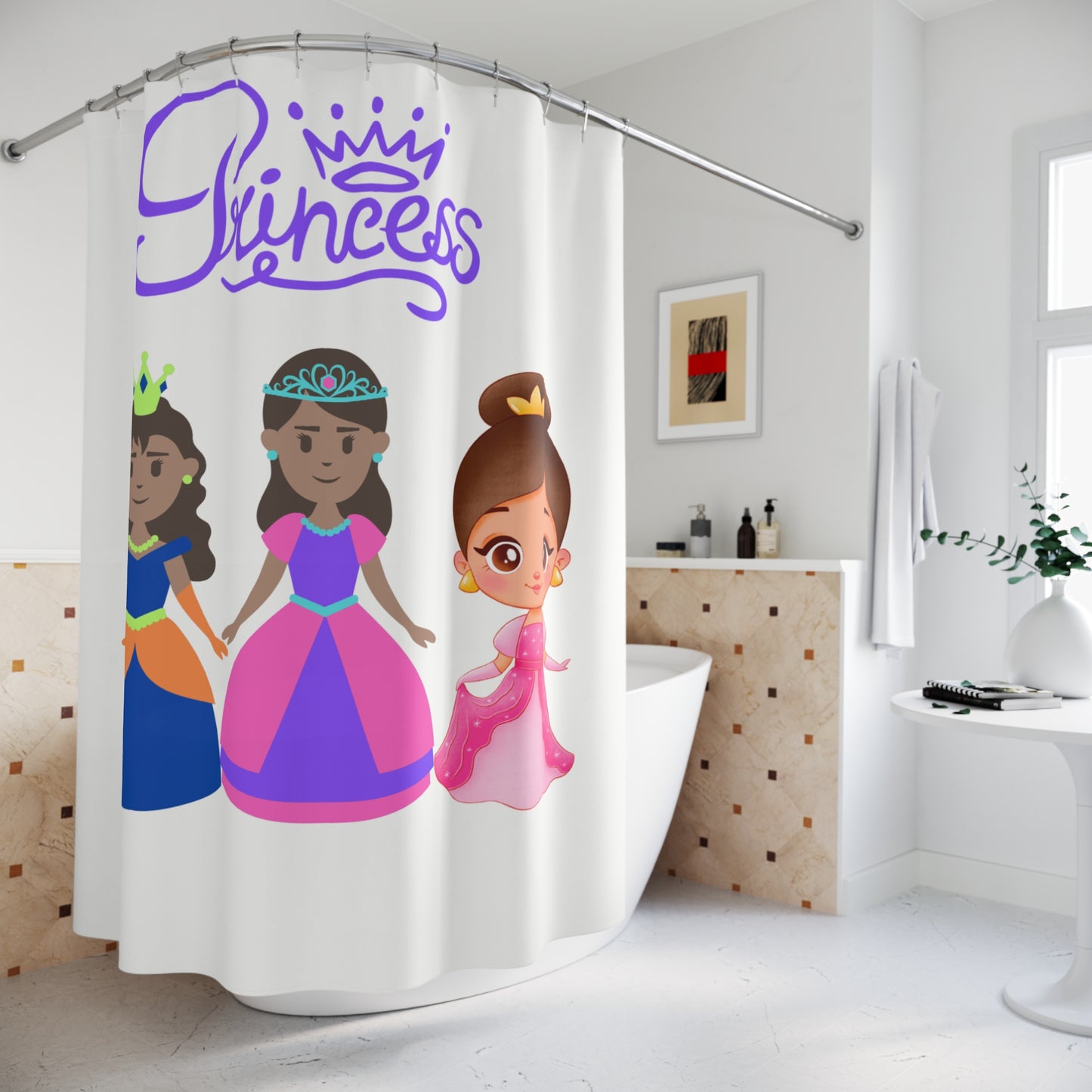 Royal Princess Shower Curtain for Kids' Bathroom Decor