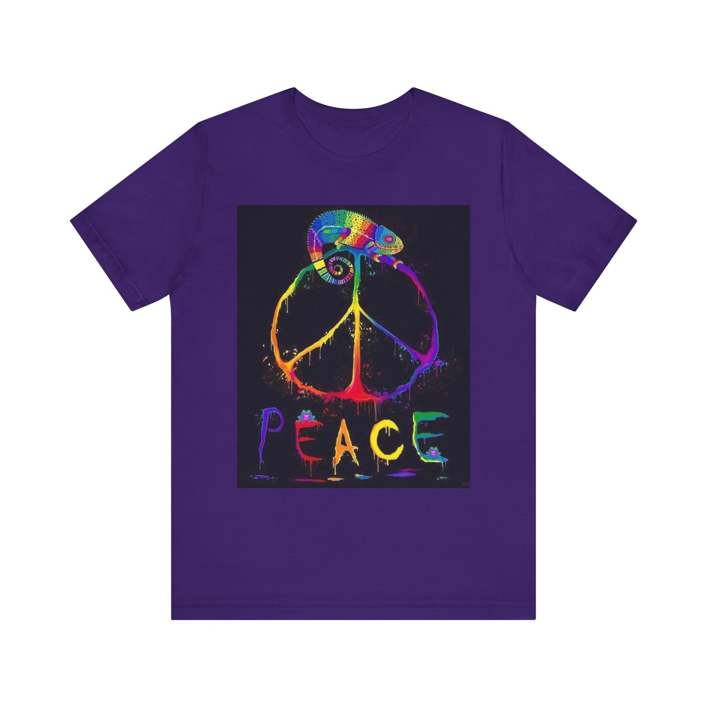 Rainbow Chameleon Peace Tee - Unisex Short Sleeve T-Shirt