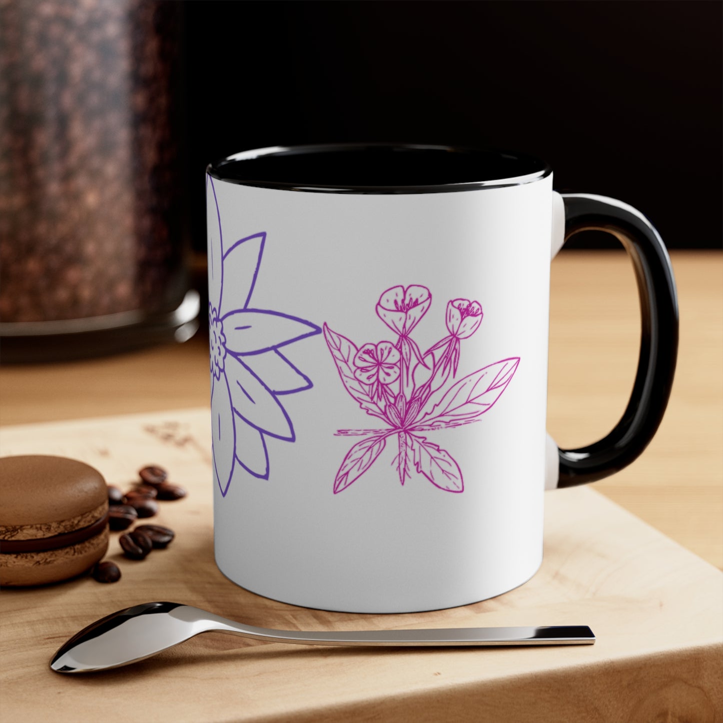 Floral Accent Mugs: Cheerful Coffee Cups, Botanical Drinkware for Garden Lovers, Unique Gifts for Birthdays, Spring Decor, Self-Care