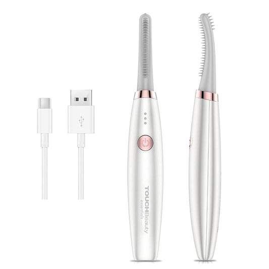 Heated Eyelash Curler, Updated Electric Eyelash Curler for Soft and Short/Long Eyelashes, USB Rechargeable, Quick Natural Curling and Long Lasting, 3 Temperature Modes TB-1859 White