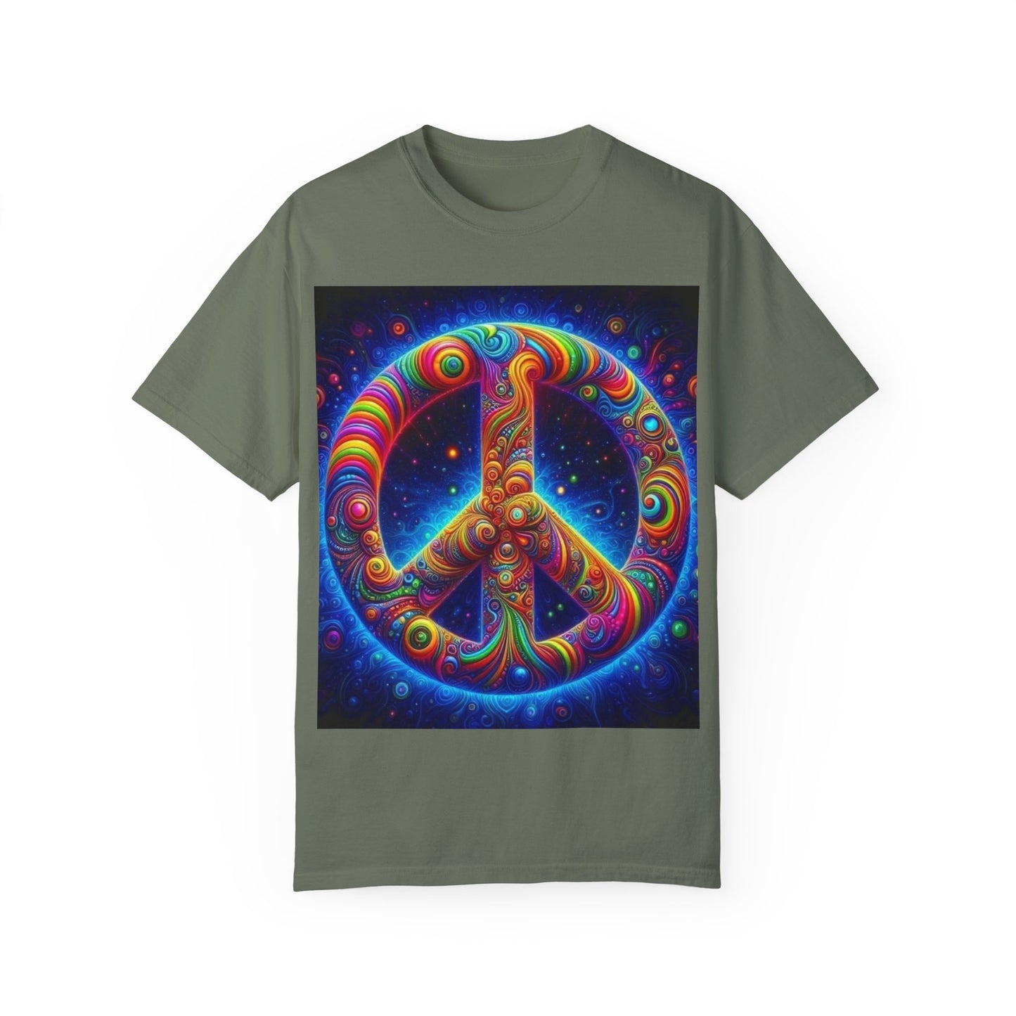 Psychedelic Peace Unisex T-Shirt – Vibrant Garment-Dyed Tee for Festivals & Everyday Wear