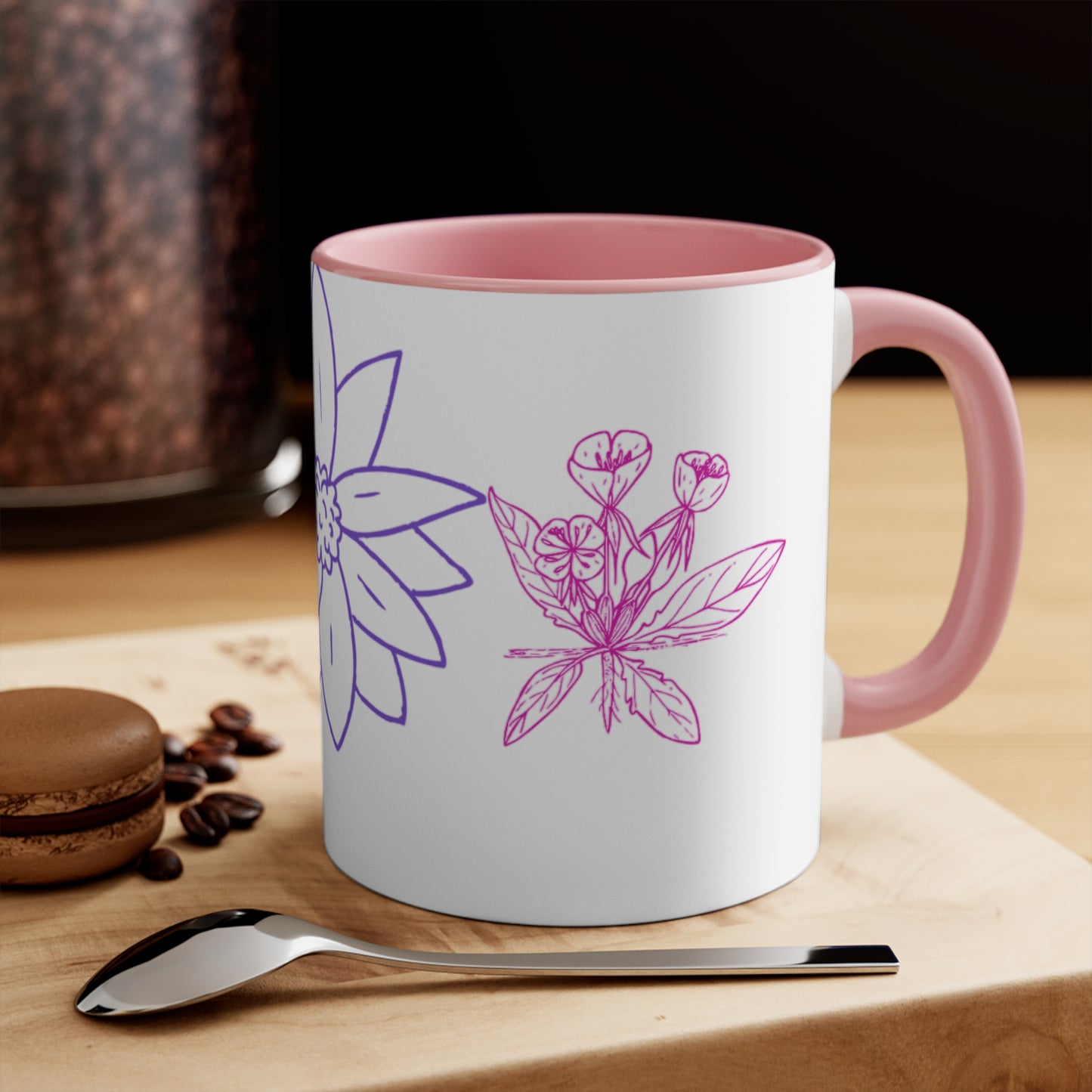 Floral Accent Mugs: Cheerful Coffee Cups, Botanical Drinkware for Garden Lovers, Unique Gifts for Birthdays, Spring Decor, Self-Care