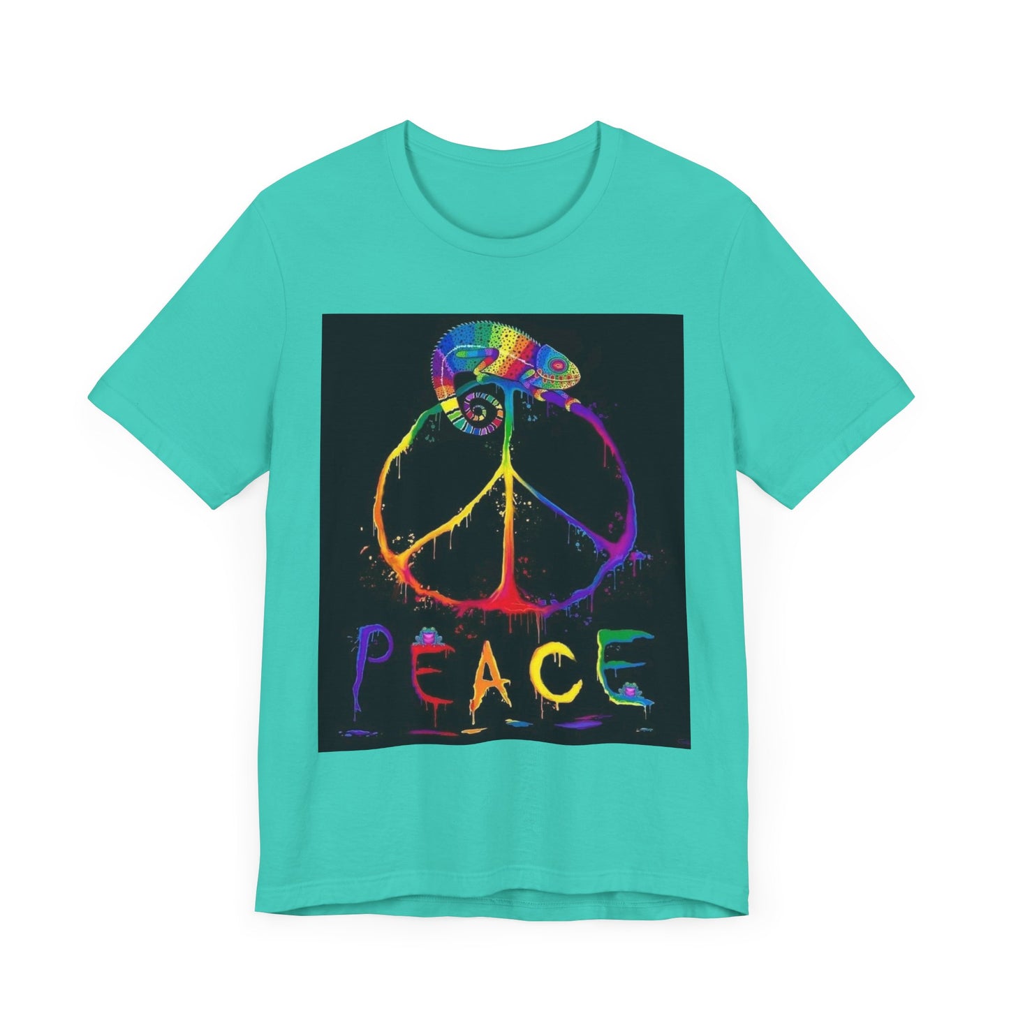 Rainbow Chameleon Peace Tee - Unisex Short Sleeve T-Shirt