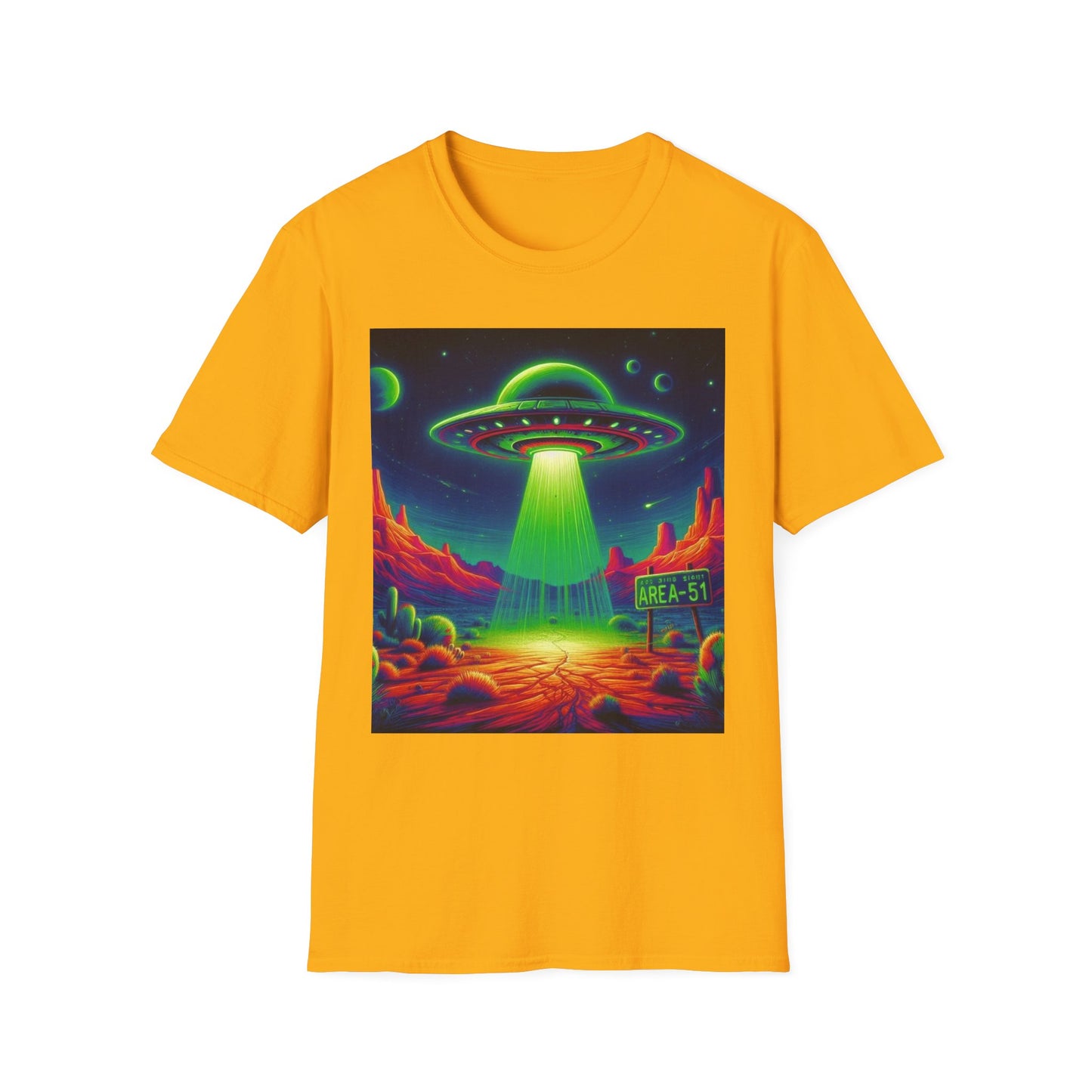 Retro Alien Utopia Tee - Unisex Softstyle T-Shirt, Sci-Fi Graphic Shirt, Area 51 Theme, UFO Lover Gift, Casual Wear