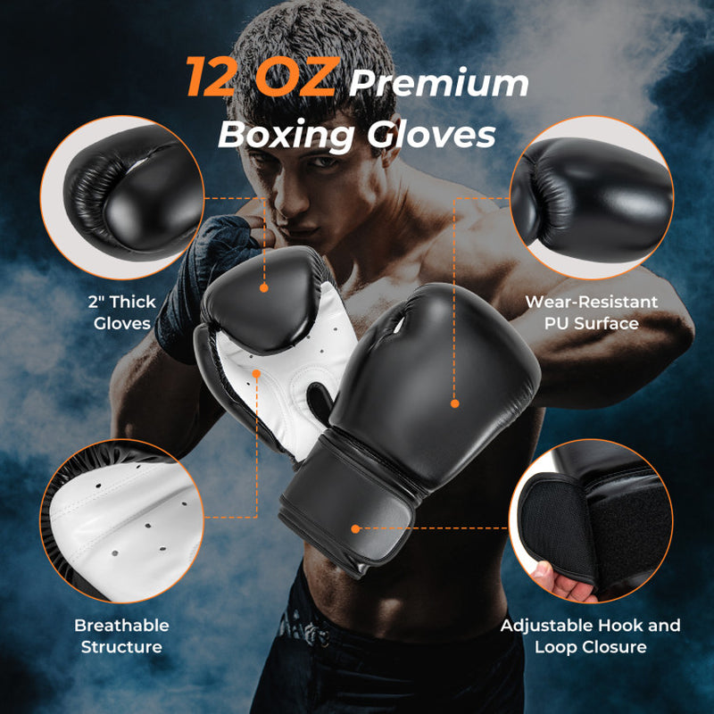 4-In-1 Hanging Punching Bag Set with Punching Gloves and Ceiling Hook