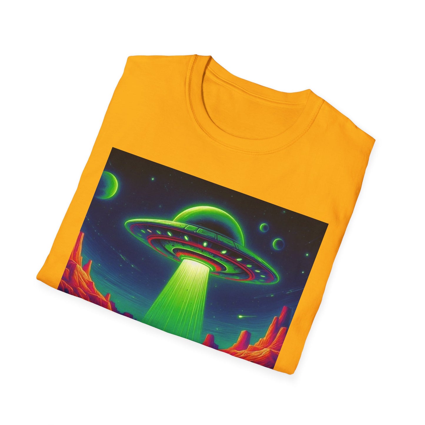 Retro Alien Utopia Tee - Unisex Softstyle T-Shirt, Sci-Fi Graphic Shirt, Area 51 Theme, UFO Lover Gift, Casual Wear