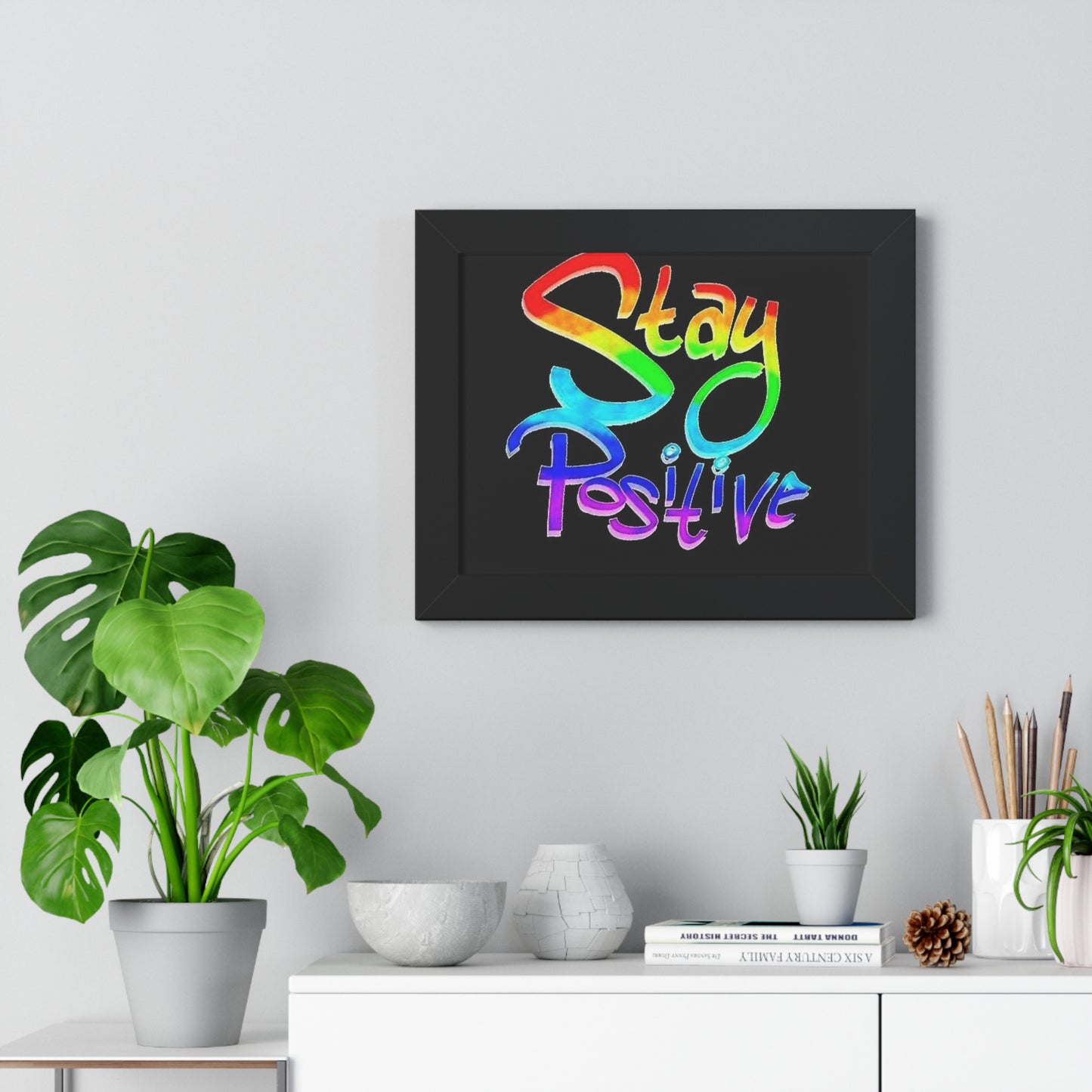 Stay Positive Framed Horizontal Poster - Colorful Wall Art for Motivation and Inspiration