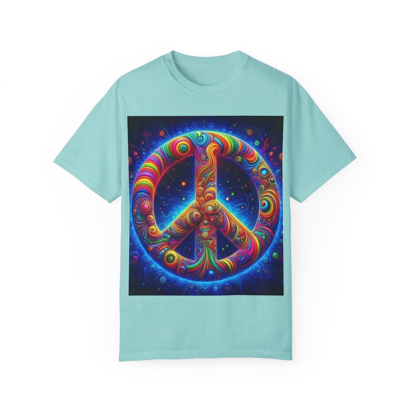 Psychedelic Peace Unisex T-Shirt – Vibrant Garment-Dyed Tee for Festivals & Everyday Wear