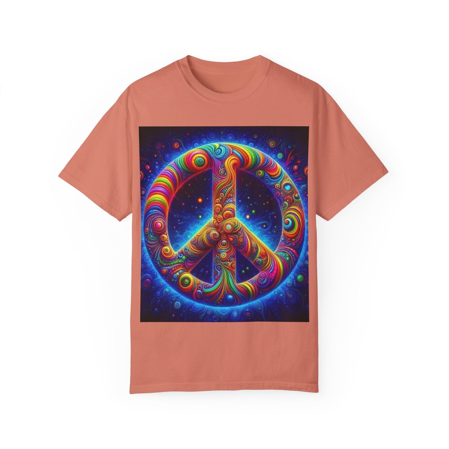 Psychedelic Peace Unisex T-Shirt – Vibrant Garment-Dyed Tee for Festivals & Everyday Wear