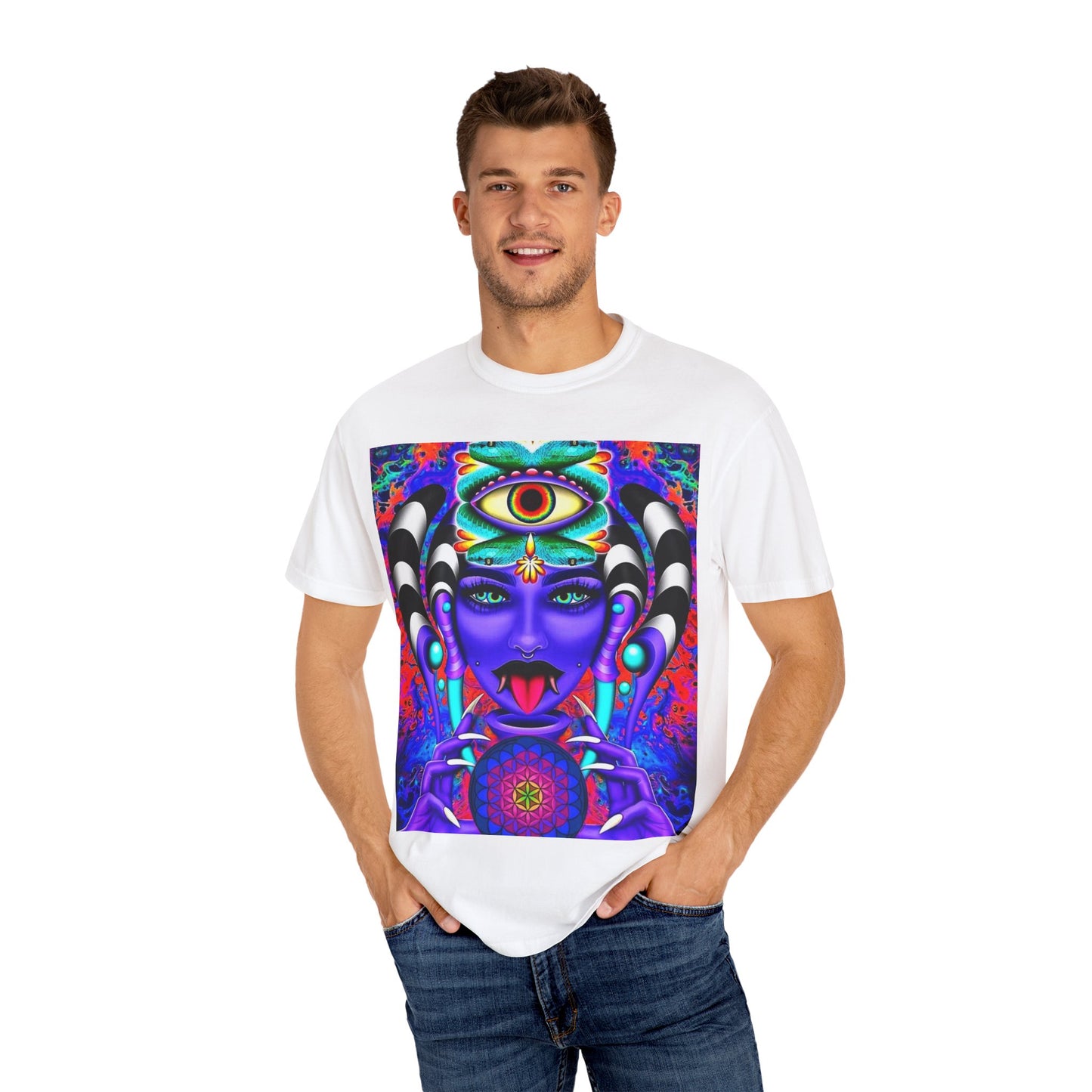 Psychedelic Goddess Unisex T-Shirt - Colorful Spiritual Art Tee