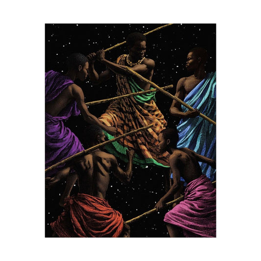 Vintage Warrior Art Rolled Poster - African Heritage Wall Decor