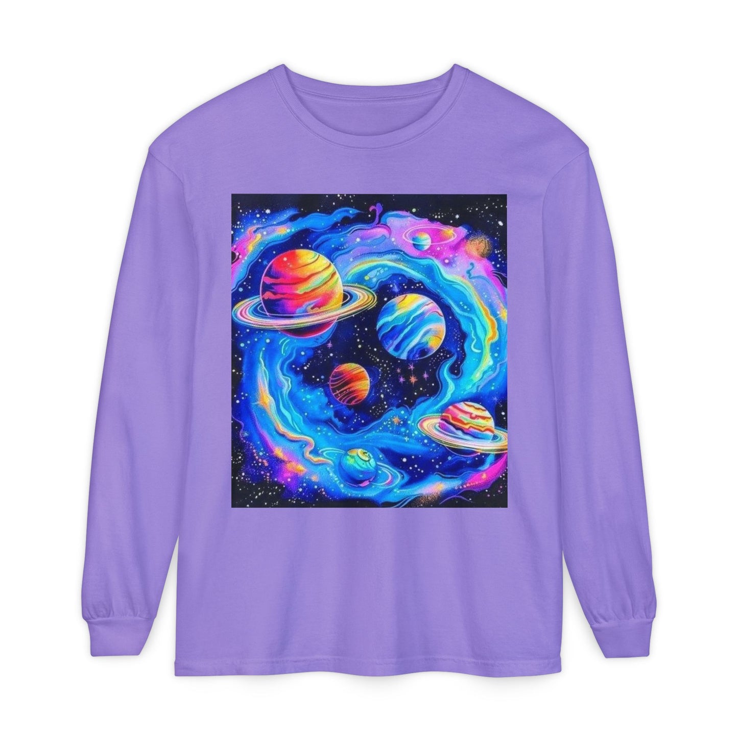 Galaxy Planets Long Sleeve T-Shirt for Cosmic Enthusiasts