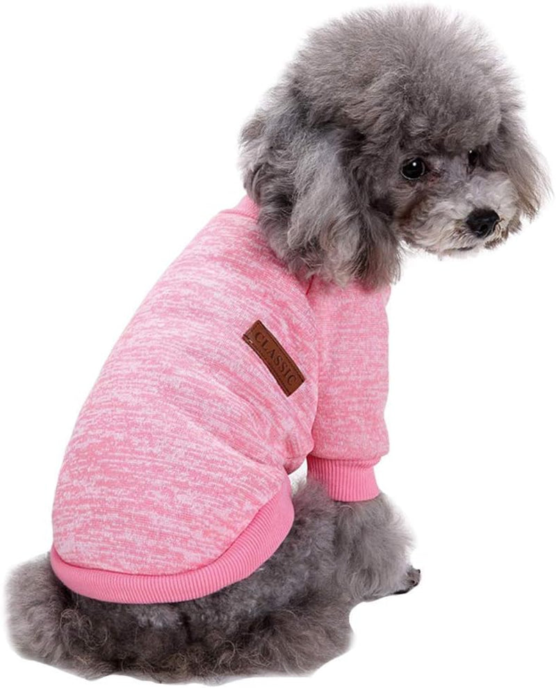 Pet Dog Classic Knitwear Sweater Warm Winter Puppy Pet Coat Soft Sweater Clothing for Small Dogs (M, Pink)