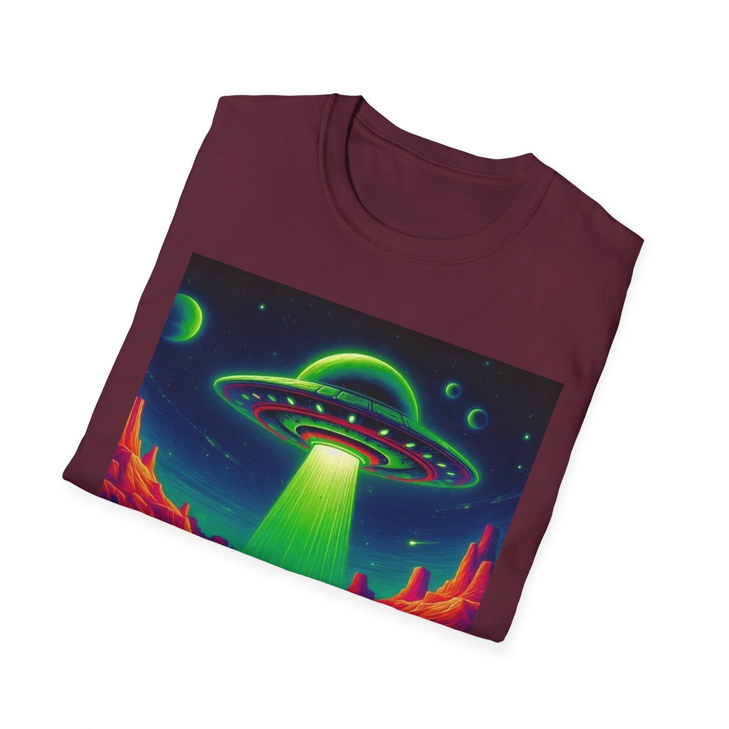 Retro Alien Utopia Tee - Unisex Softstyle T-Shirt, Sci-Fi Graphic Shirt, Area 51 Theme, UFO Lover Gift, Casual Wear