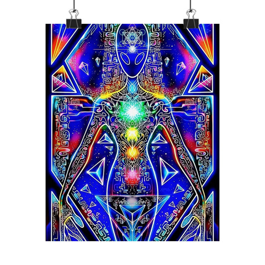 Cosmic Alien Vertical Poster - Vibrant Wall Art for Spiritual and Sci-Fi Enthusiasts