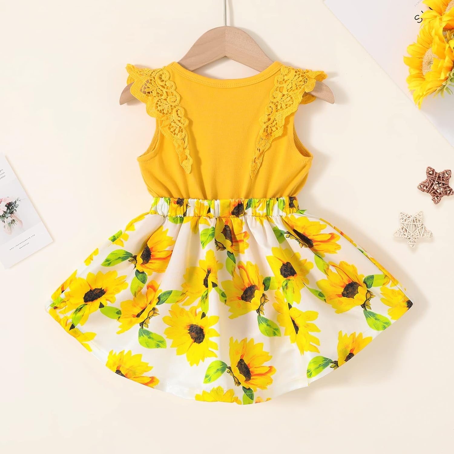 Newborn Infant Baby Girls Dress Floral Flutter Lace Sleeve Dresses Ruffle Romper Skirts Summer Clothes