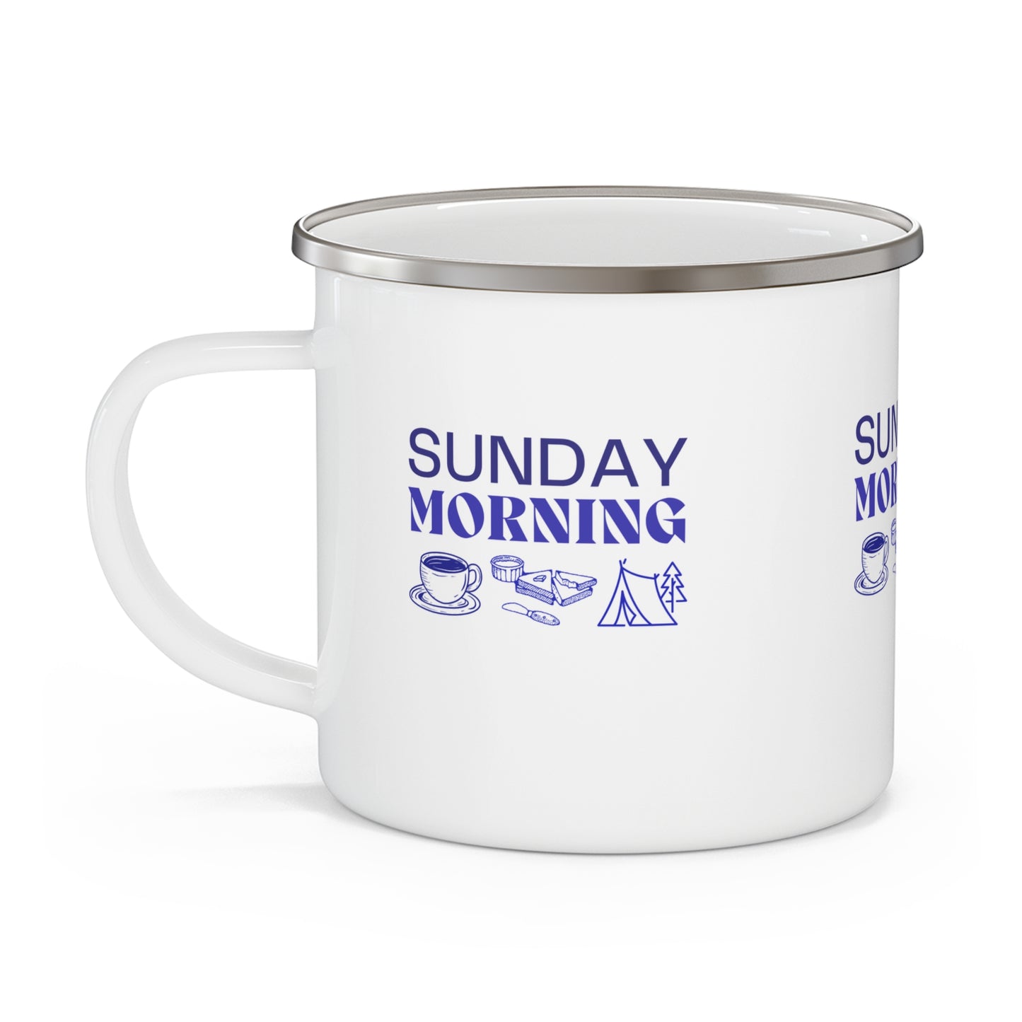 Sunday Morning Enamel Camping Mug - Perfect for Outdoor Lovers, Campers, Coffee Enthusiasts, Gifts, and Adventures