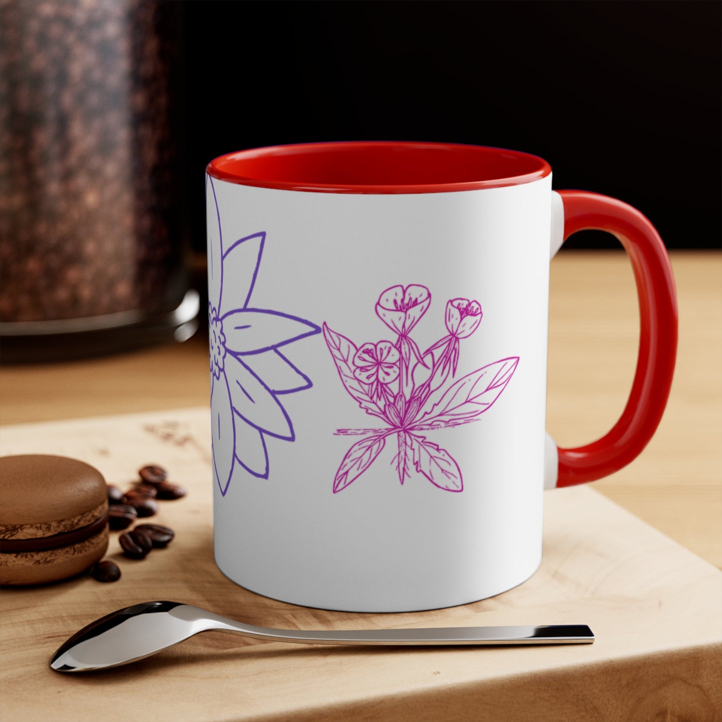 Floral Accent Mugs: Cheerful Coffee Cups, Botanical Drinkware for Garden Lovers, Unique Gifts for Birthdays, Spring Decor, Self-Care