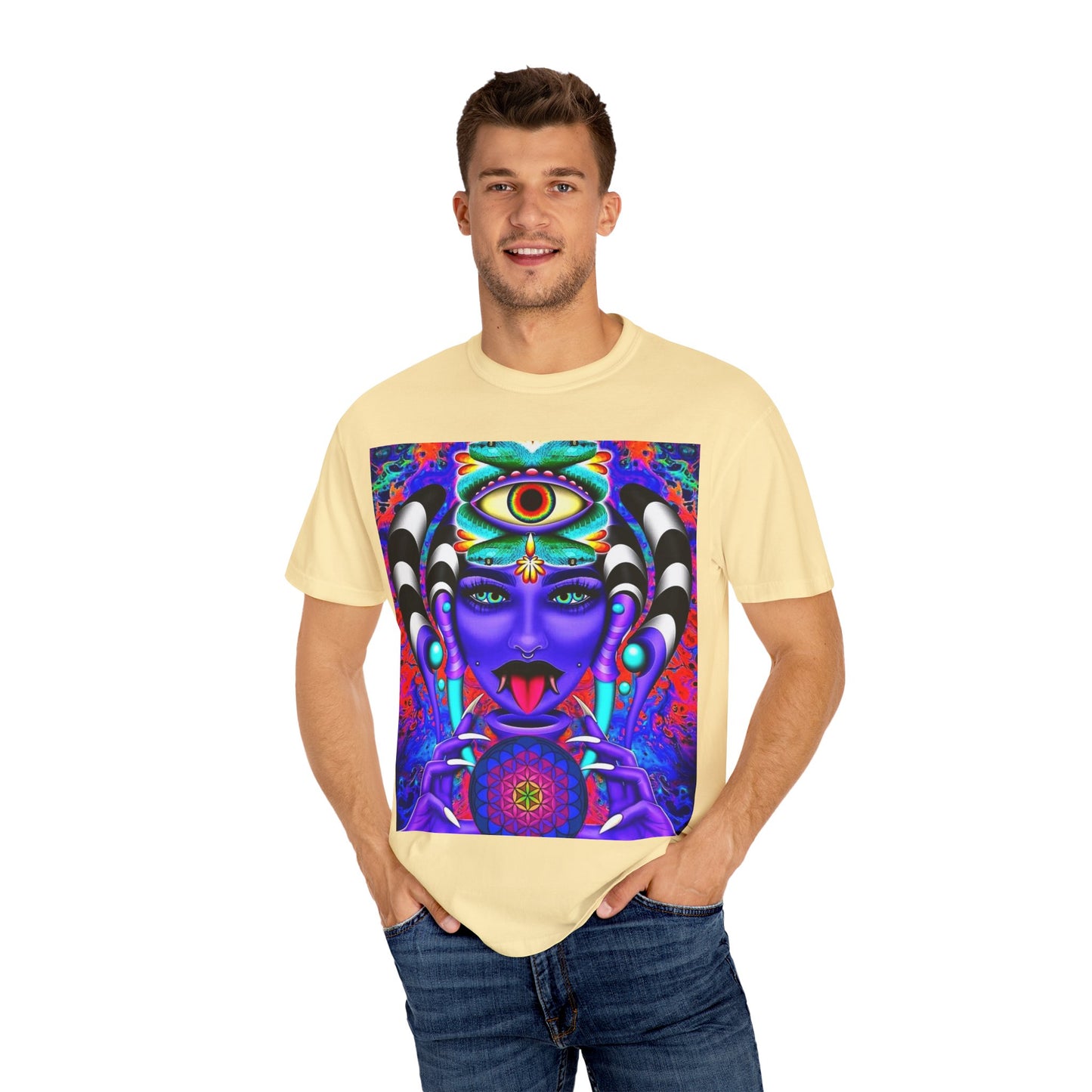 Psychedelic Goddess Unisex T-Shirt - Colorful Spiritual Art Tee