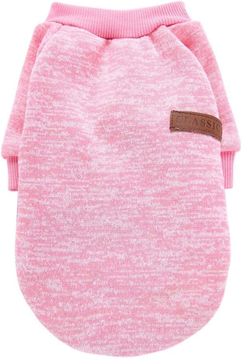 Pet Dog Classic Knitwear Sweater Warm Winter Puppy Pet Coat Soft Sweater Clothing for Small Dogs (M, Pink)