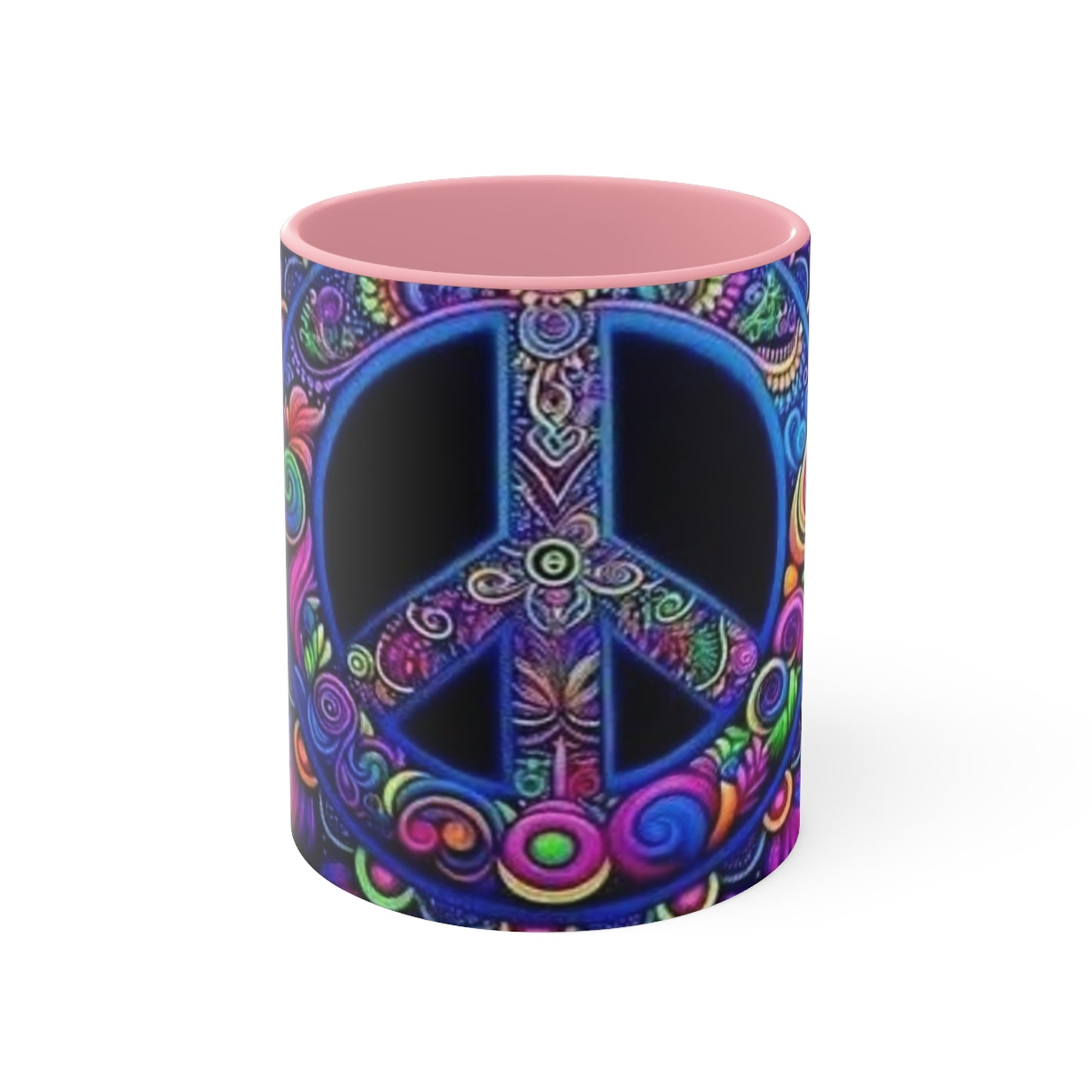 Colorful Peace Sign Accent Mug – Vibrant Bohemian Design for Tea and Coffee Lovers