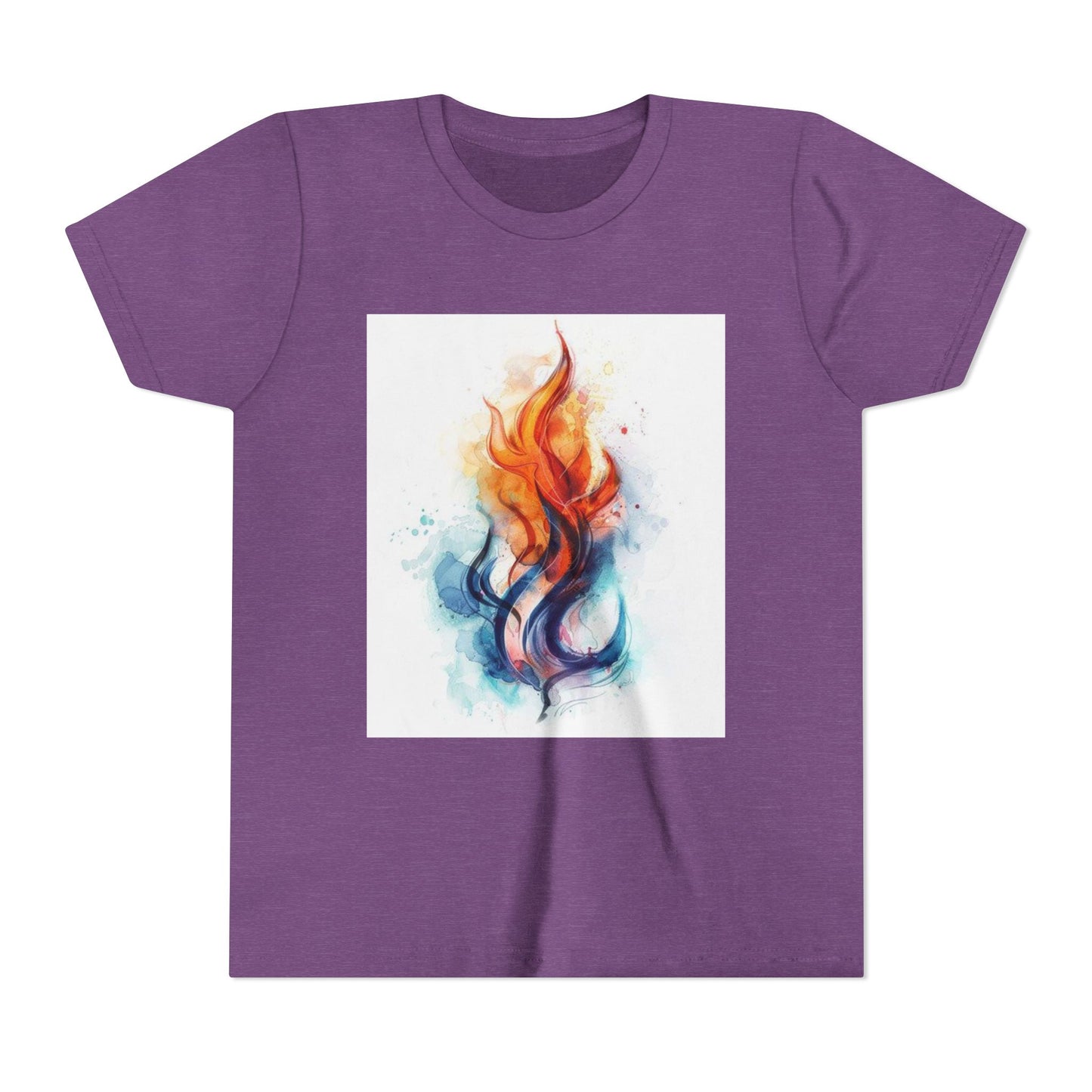 Youth Flame Art Tee, Cool Graphic Shirt for Kids, Summer Wear, Festival Style, Gift for Young Fire Enthusiasts, Unisex Top