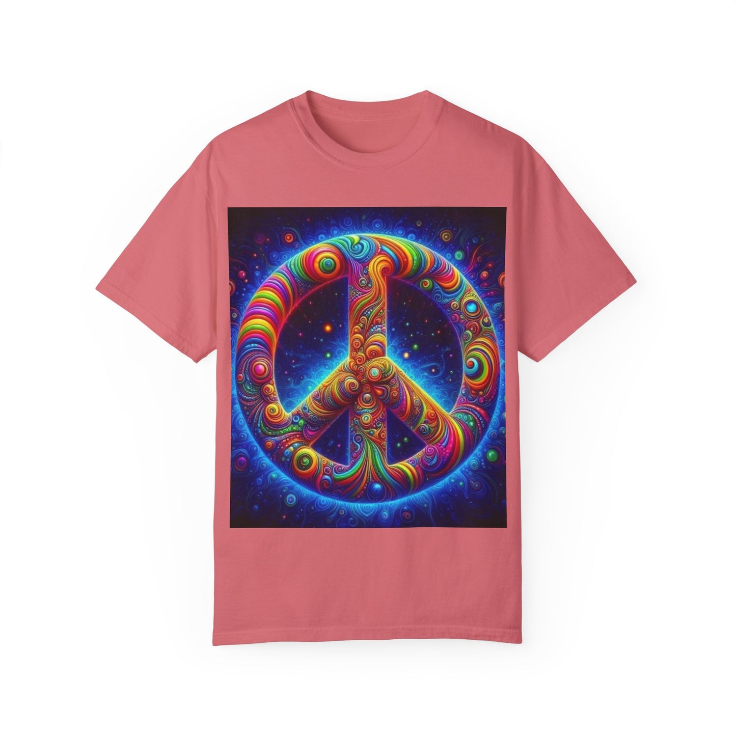 Psychedelic Peace Unisex T-Shirt – Vibrant Garment-Dyed Tee for Festivals & Everyday Wear