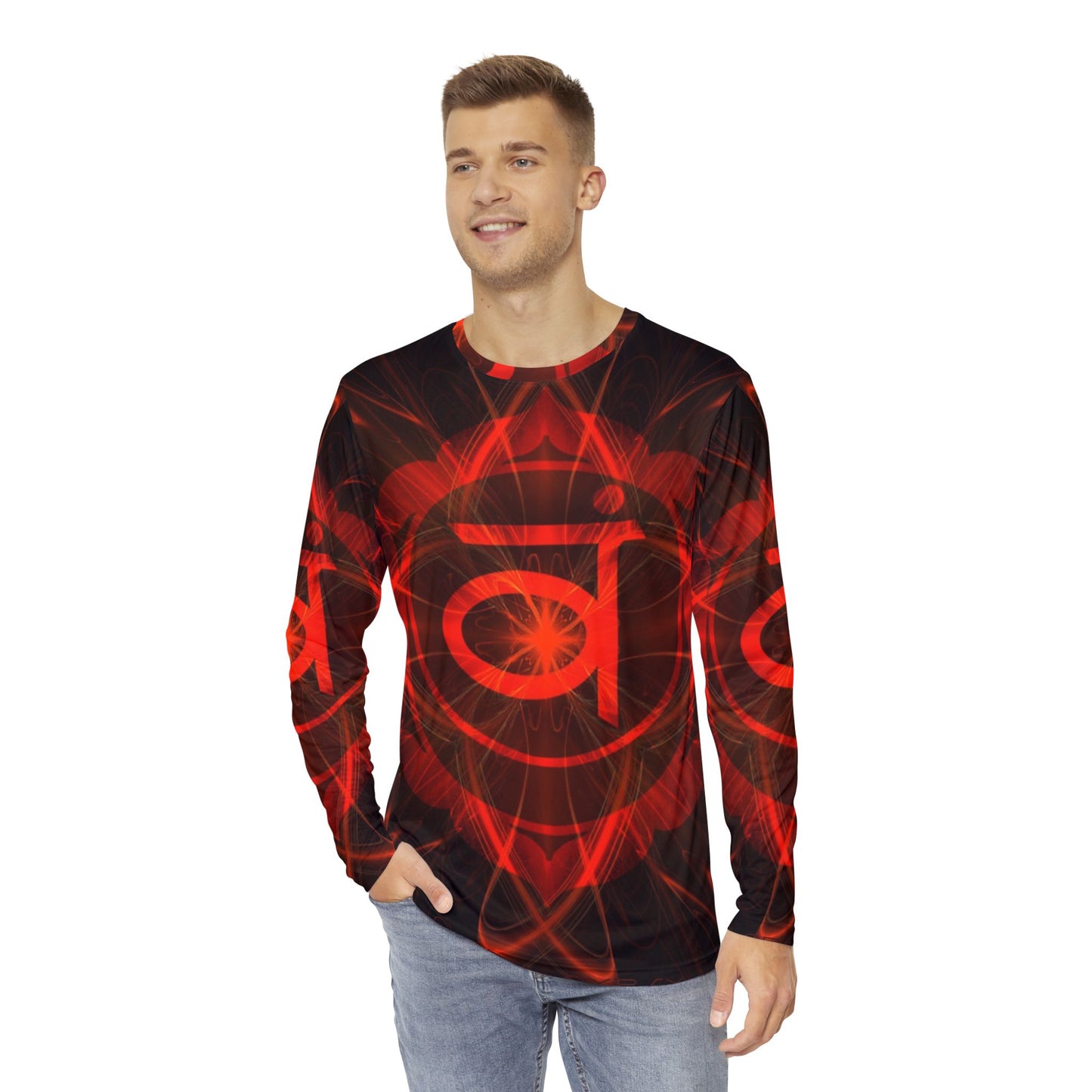 Vibrant Men's Long Sleeve Shirt, Graphic Tee, Casual Wear, Festival Outfit, Unique Gift for Him, Stylish Layering Top, Everyday Comfort