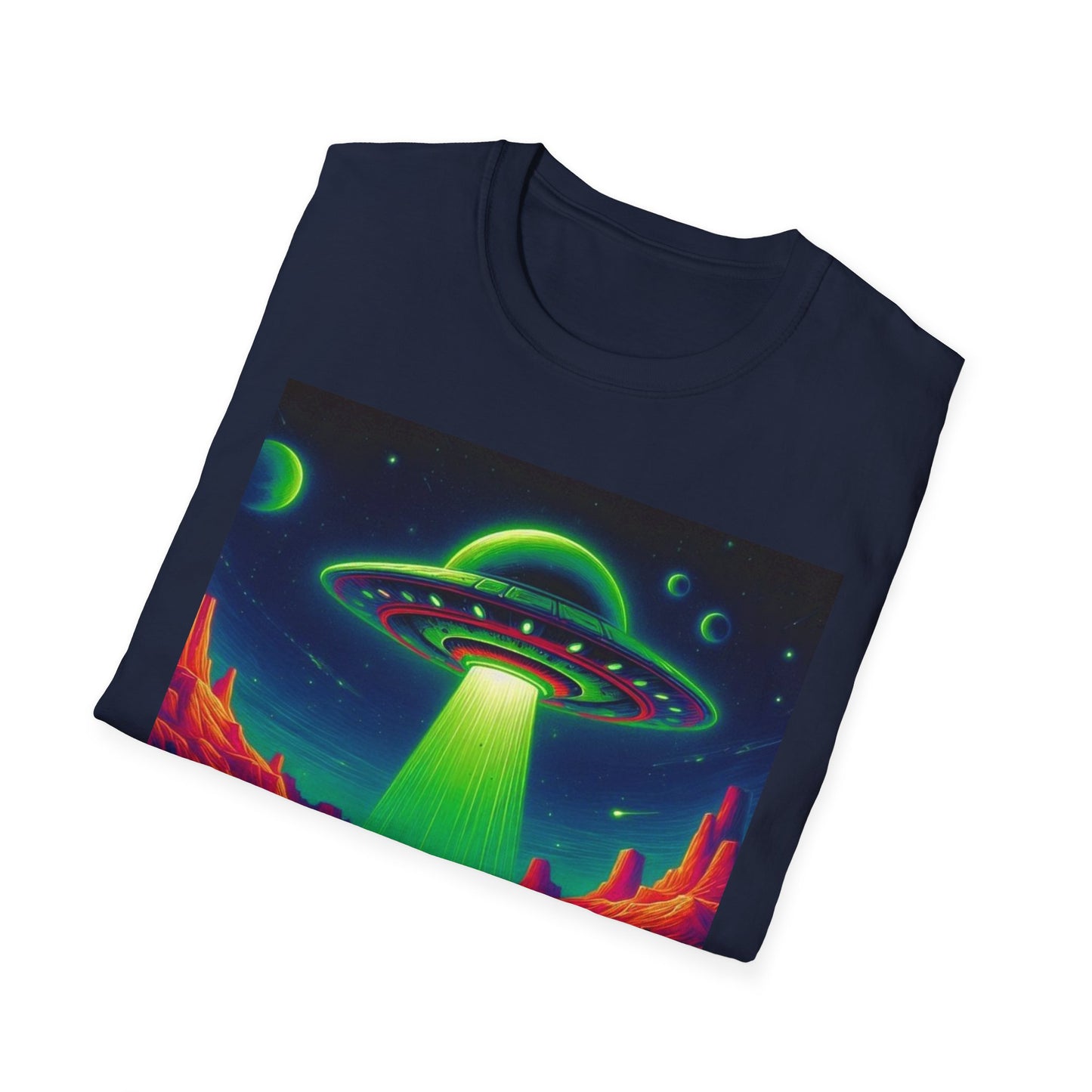 Retro Alien Utopia Tee - Unisex Softstyle T-Shirt, Sci-Fi Graphic Shirt, Area 51 Theme, UFO Lover Gift, Casual Wear