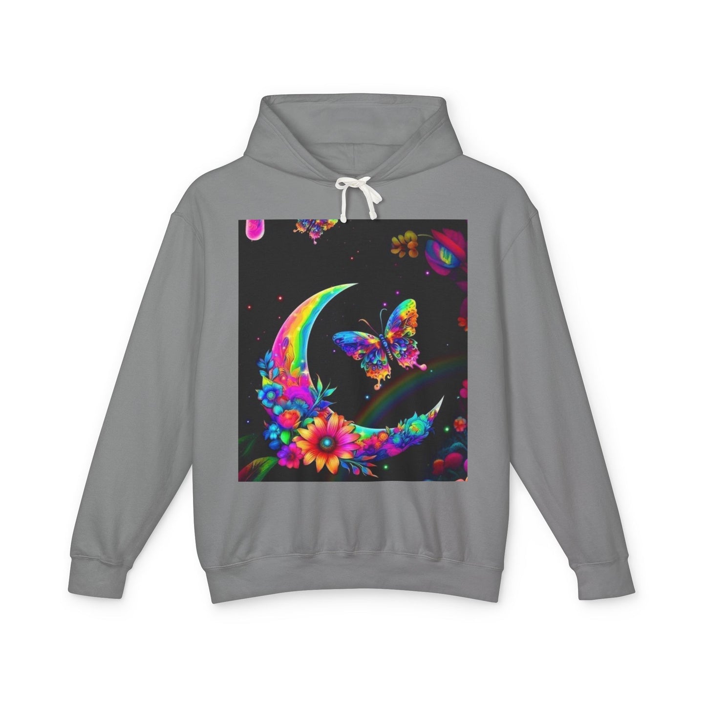 Colorful Floral Moon and Butterfly Unisex Lightweight Hoodie