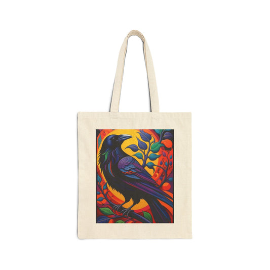 Artistic Raven Cotton Canvas Tote Bag - Eco-Friendly and Stylish