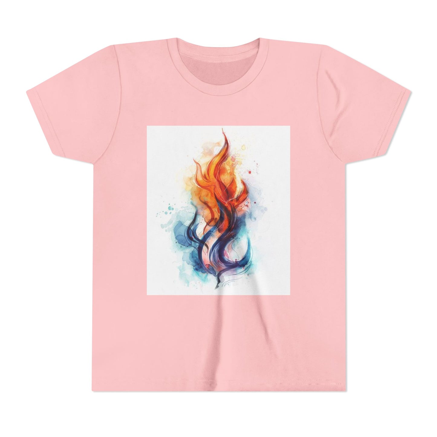 Youth Flame Art Tee, Cool Graphic Shirt for Kids, Summer Wear, Festival Style, Gift for Young Fire Enthusiasts, Unisex Top