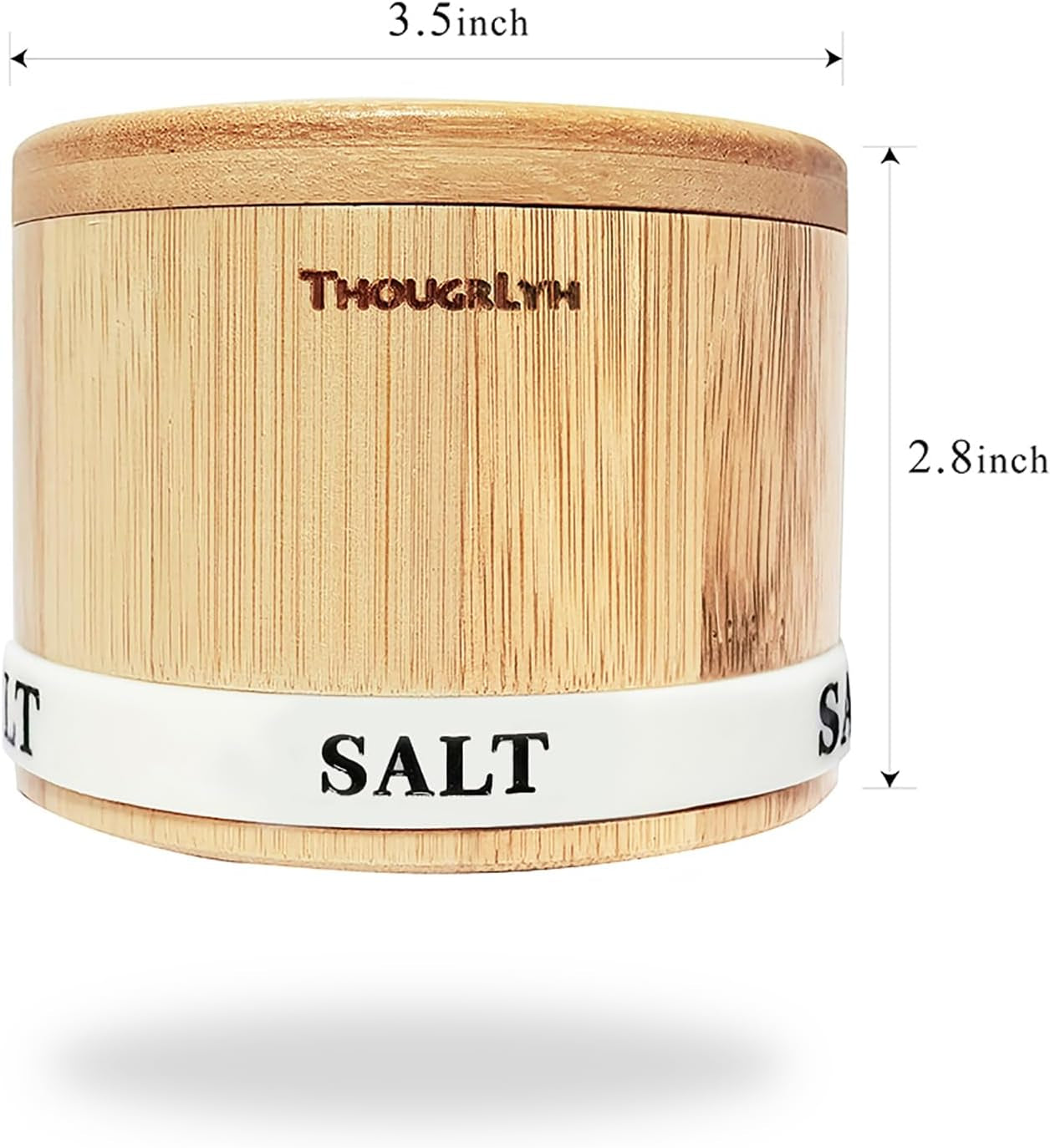 Salt Box 2Pcs Spice Cellar with Swivel Lid and Spoons Small Bamboo Pepper and Salt Containers with Salt Pepper Labels,Dual 8 Oz Capacity Holder for Seasoning and Small Items