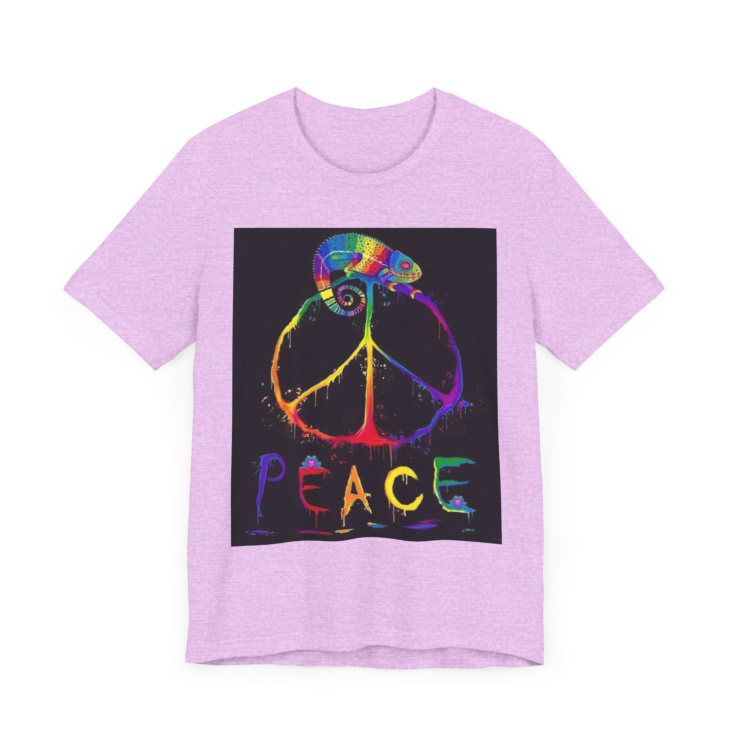 Rainbow Chameleon Peace Tee - Unisex Short Sleeve T-Shirt